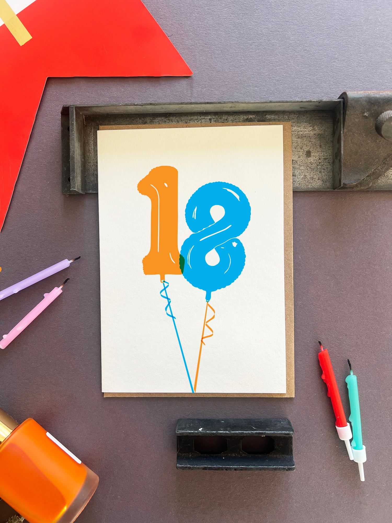 Balloon 18 Letterpress Card | 18th Birthday Card
