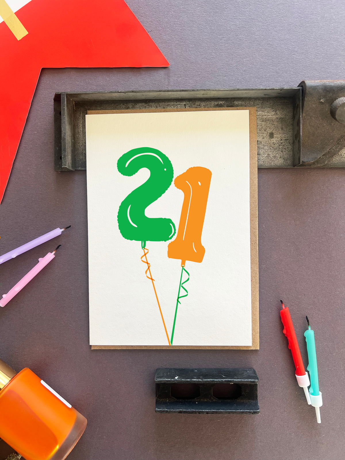 Balloon 21 Letterpress Card | 21st Birthday Card