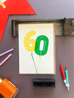 Balloon 60 Letterpress Card | 60th Birthday Card