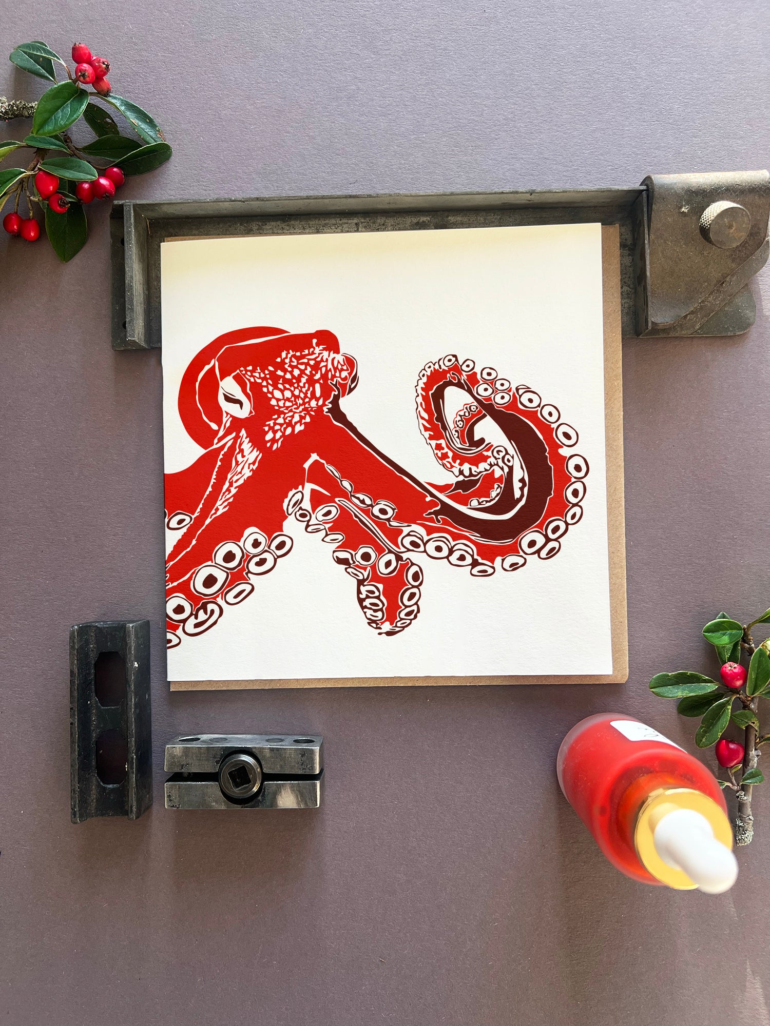Octopus Letterpress Card