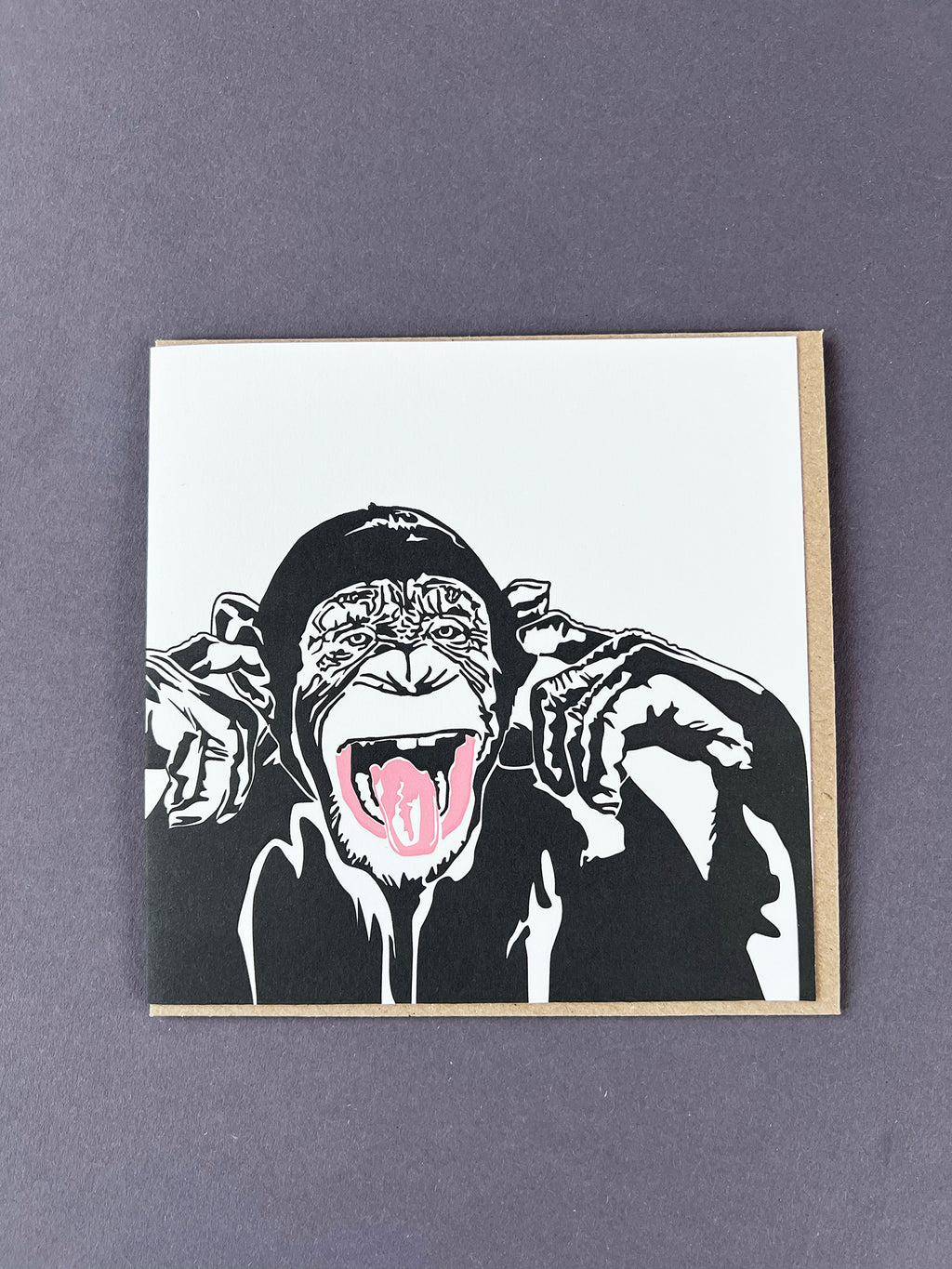 Chimpanzee Letterpress Card