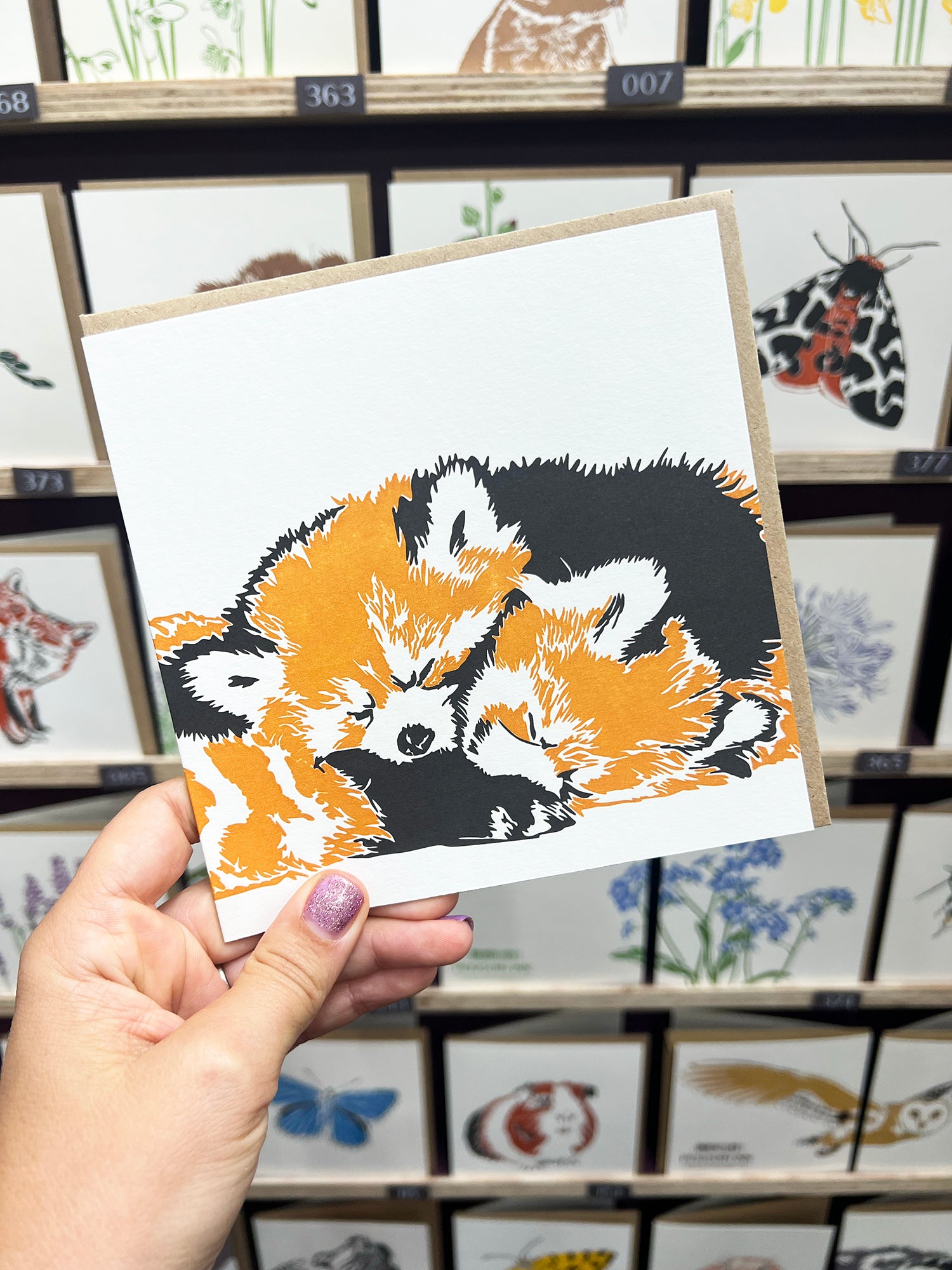 Red Panda Letterpress Card
