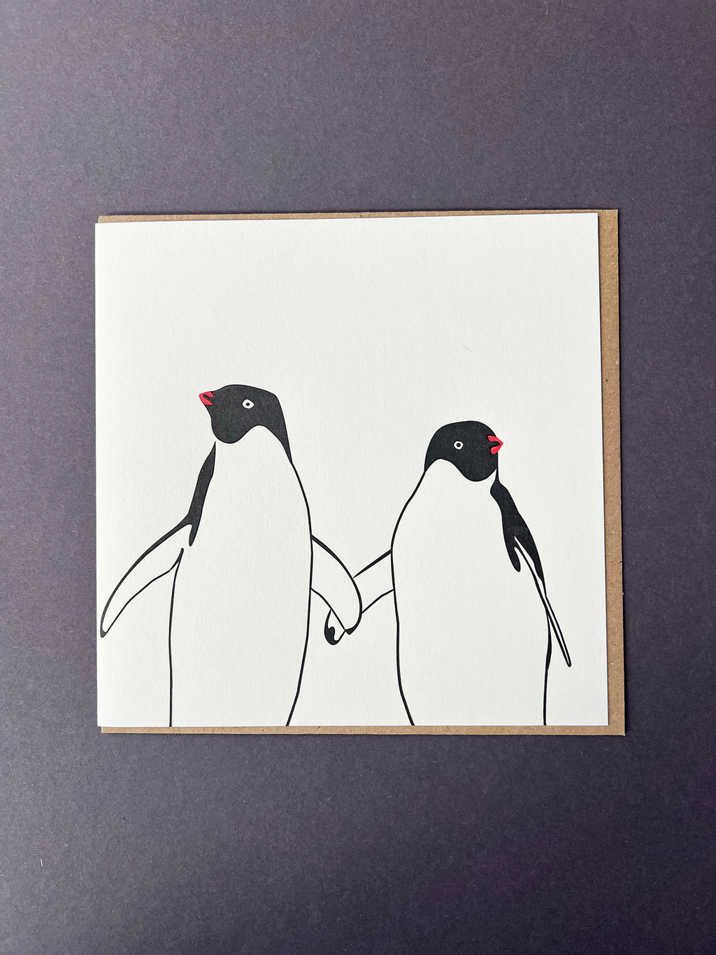 Penguins in Love Letterpress Card