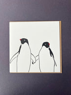 Penguins in Love Letterpress Card