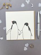 Penguins in Love Letterpress Card