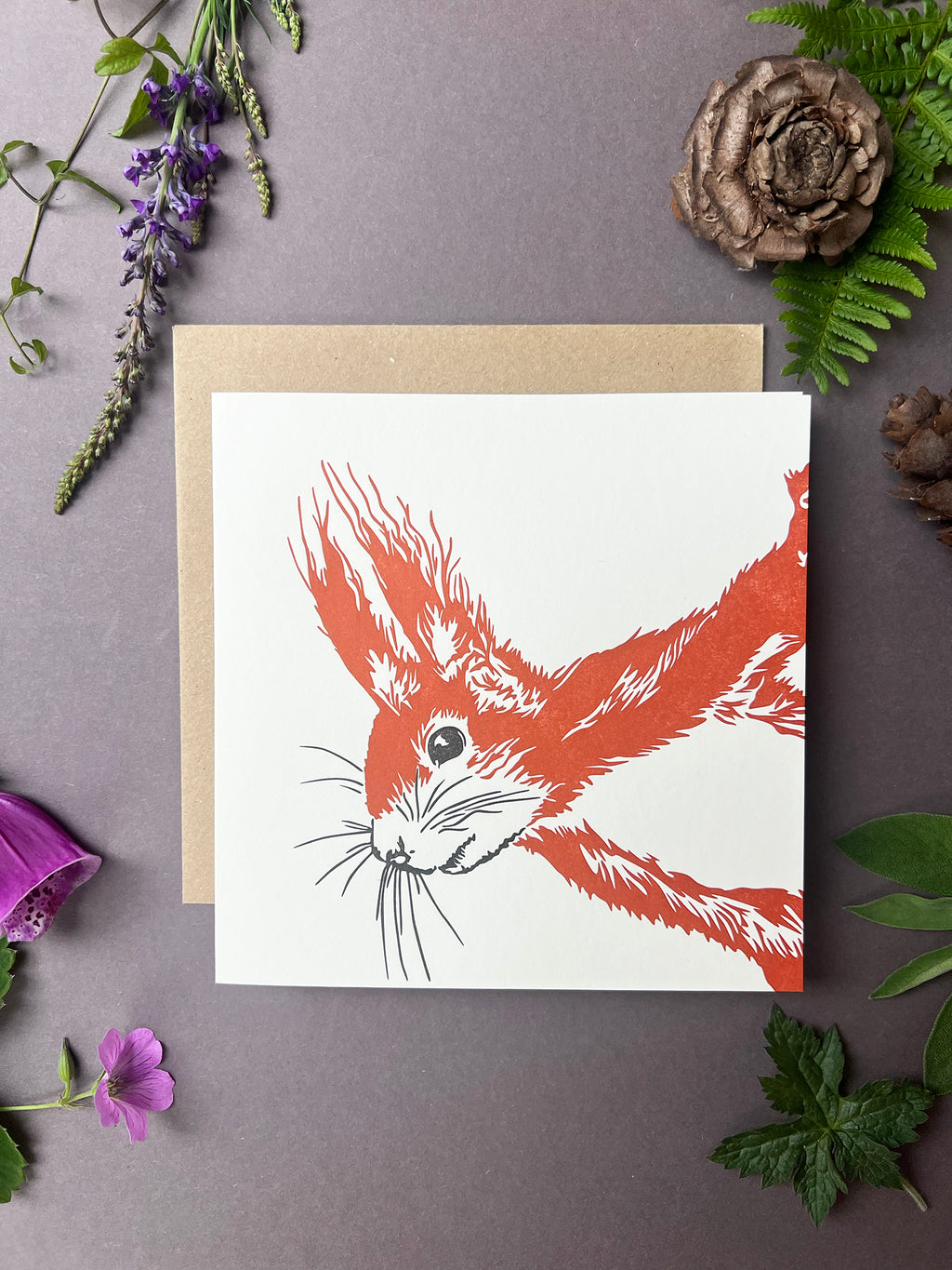 Cheeky Red Squirrel Letterpress Card