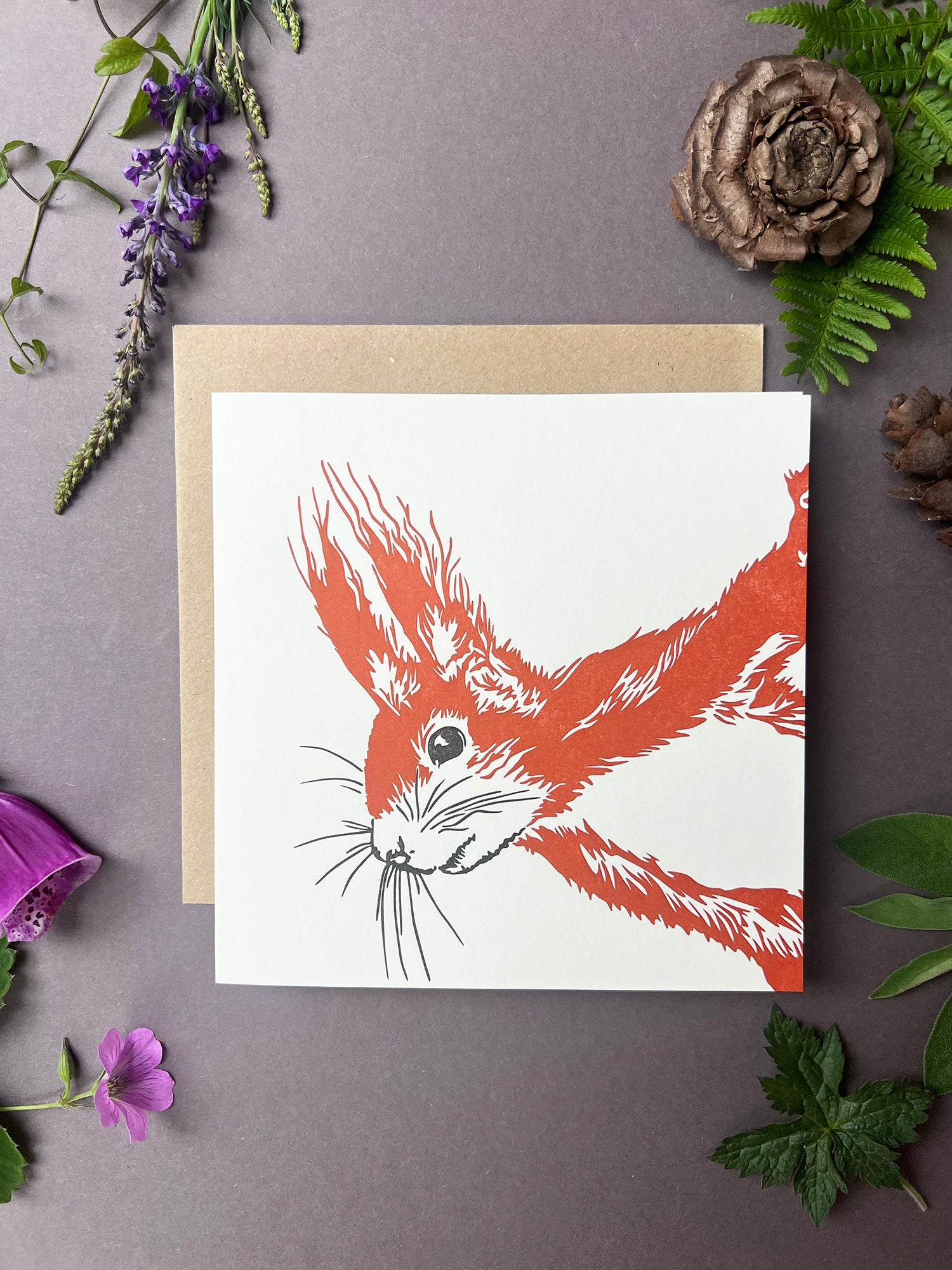 Cheeky Red Squirrel Letterpress Card