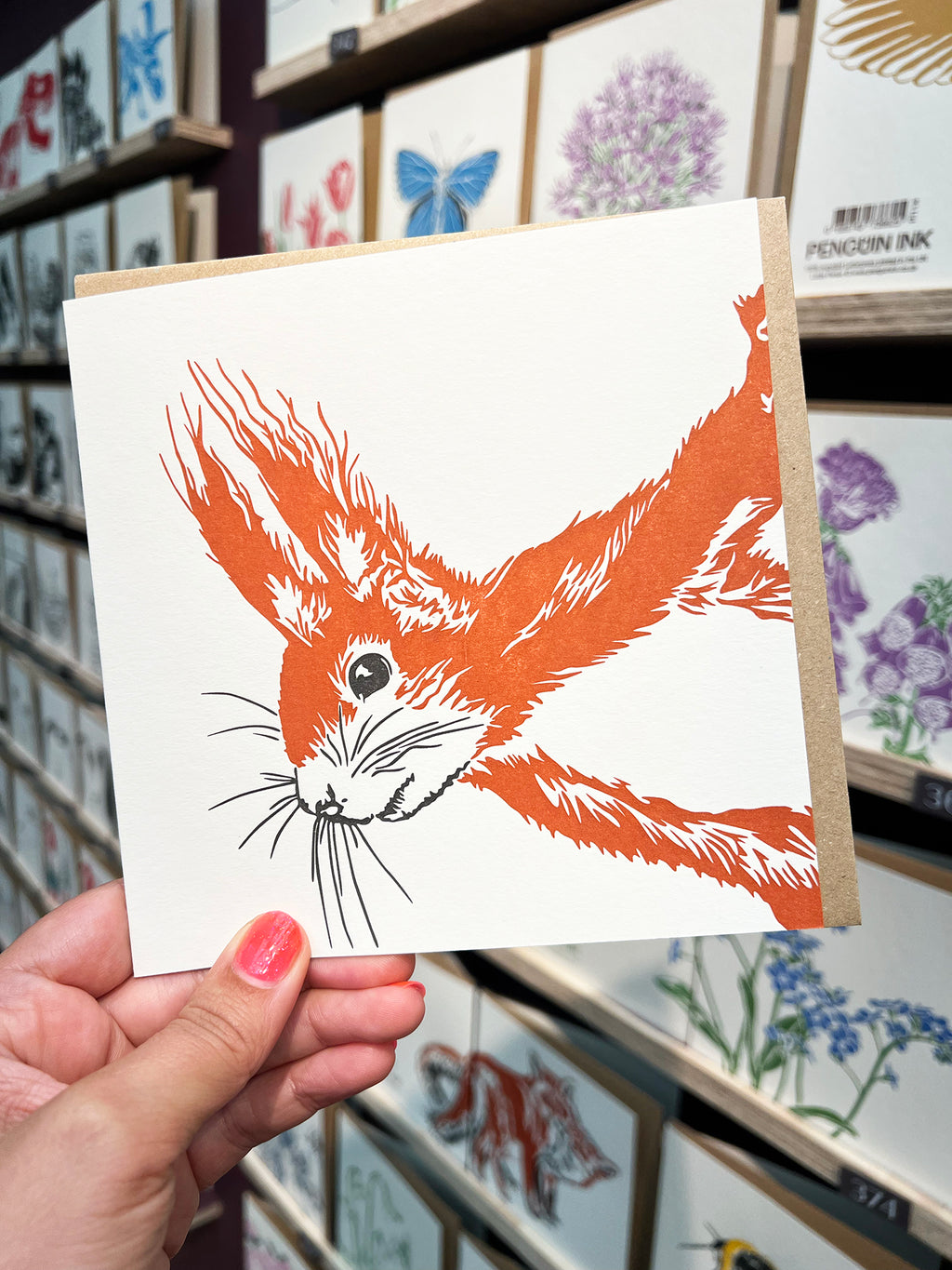 Cheeky Red Squirrel Letterpress Card