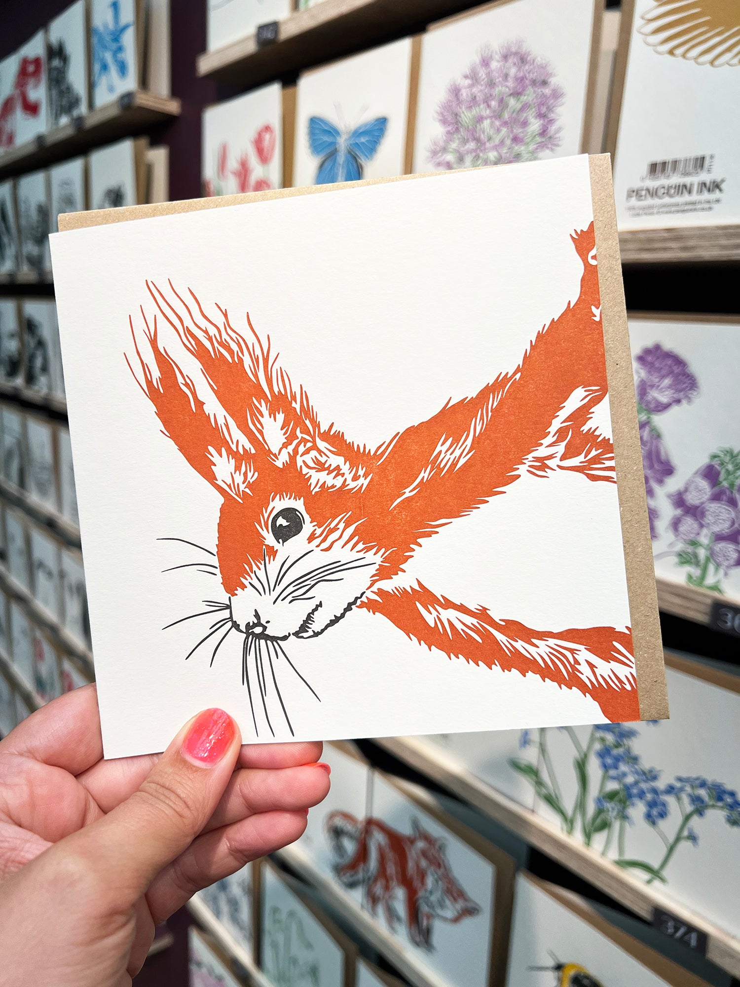 Cheeky Red Squirrel Letterpress Card