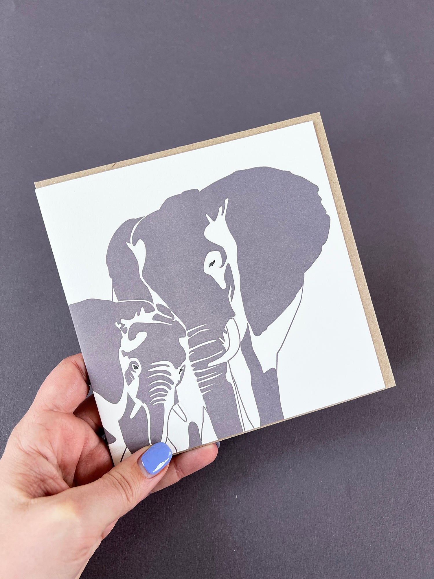 Elephant & Baby Letterpress Card