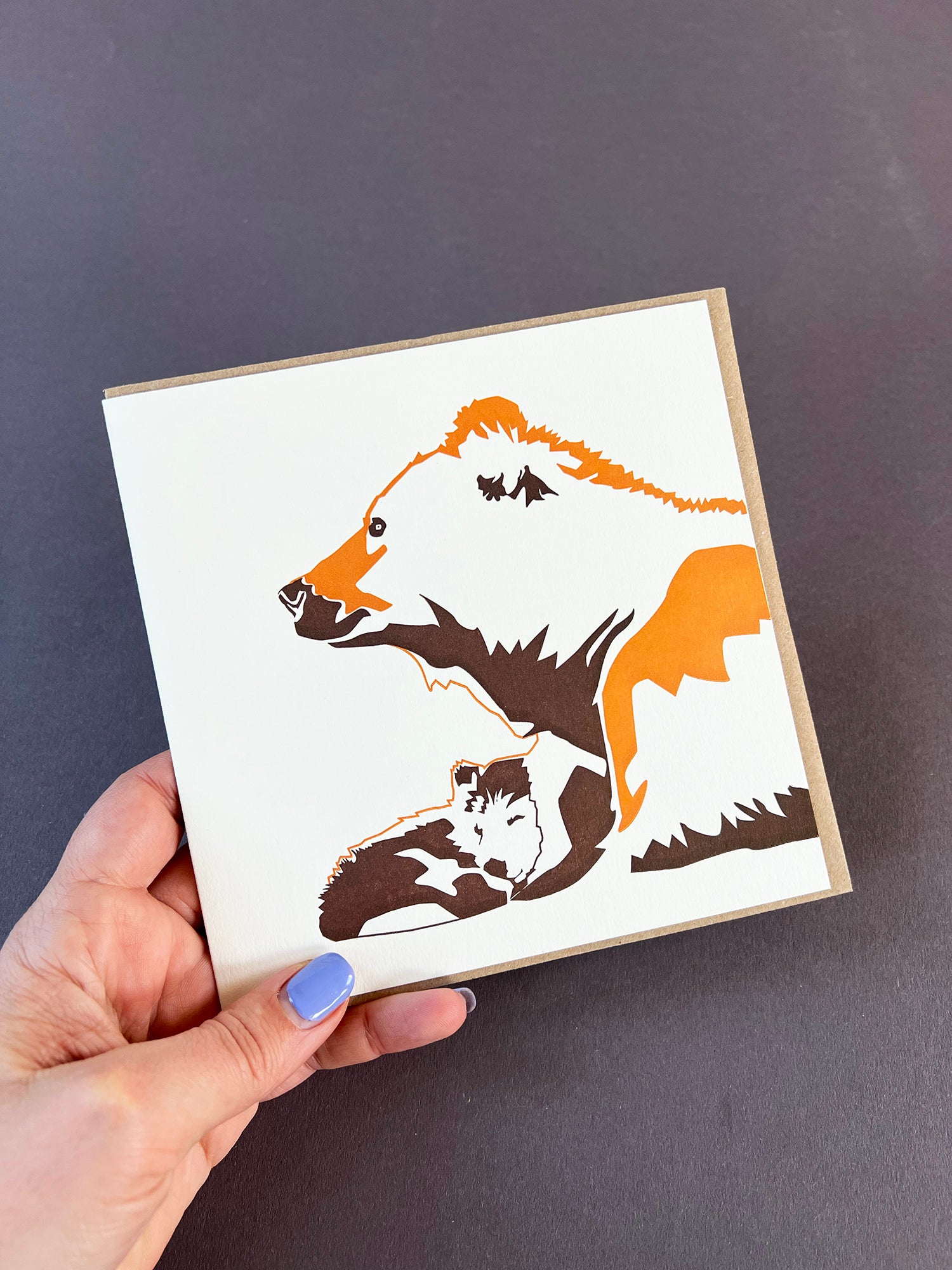 Bear & Cub Letterpress Card