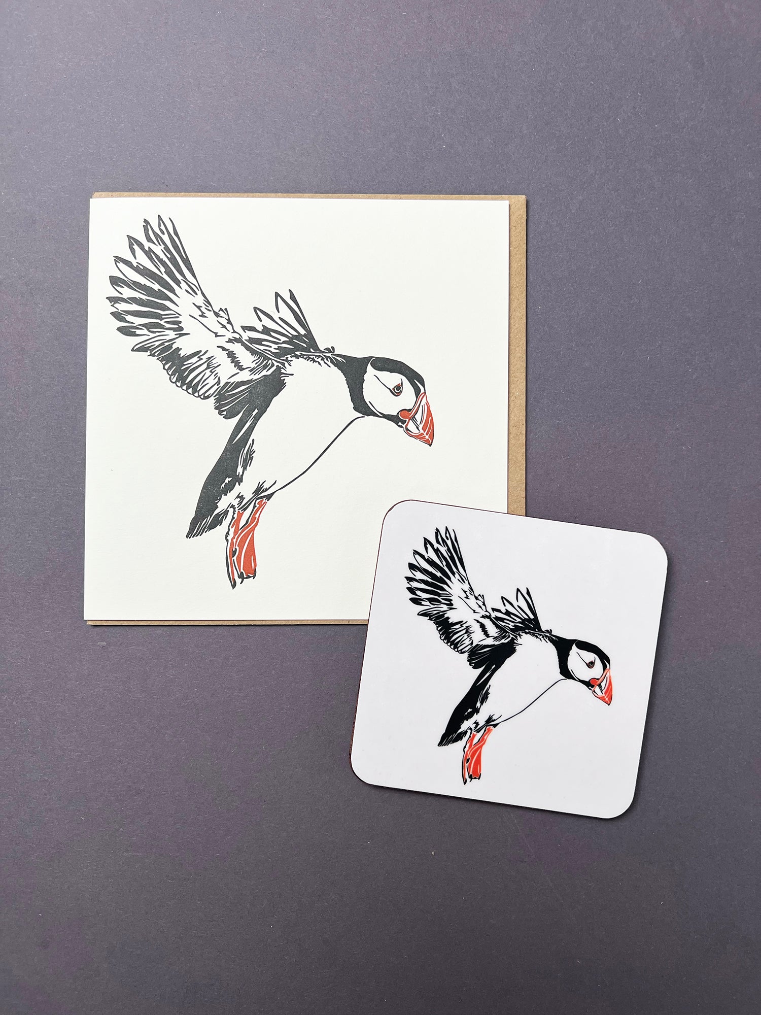 Puffin Landing Letterpress Card