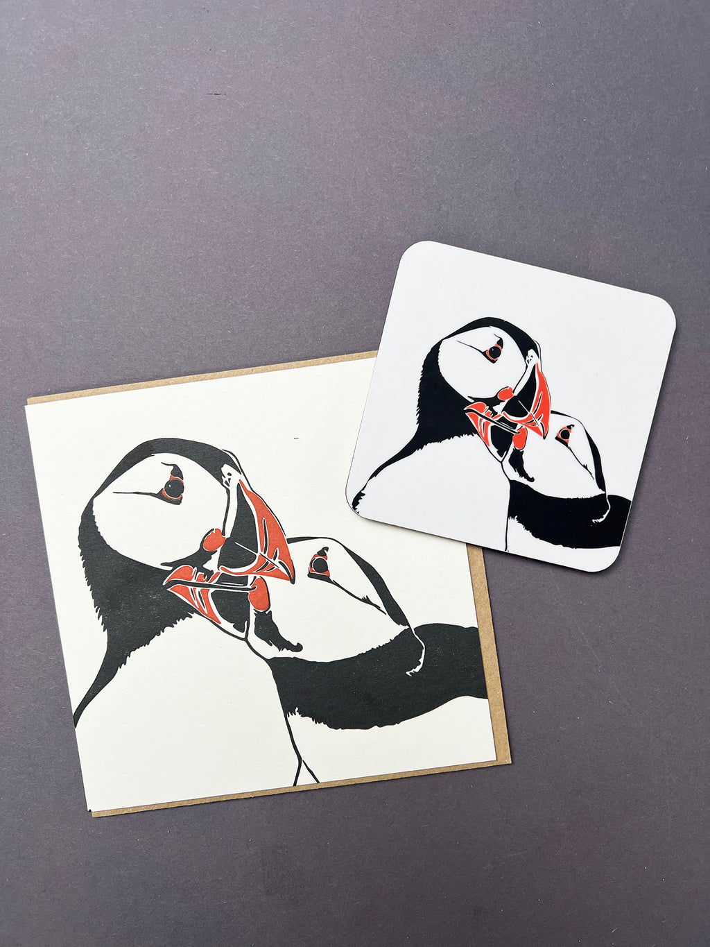 Puffin Nuzzle Letterpress Card