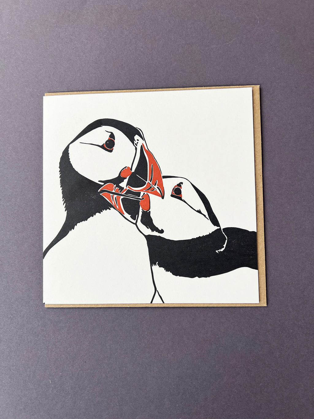 Puffin Nuzzle Letterpress Card