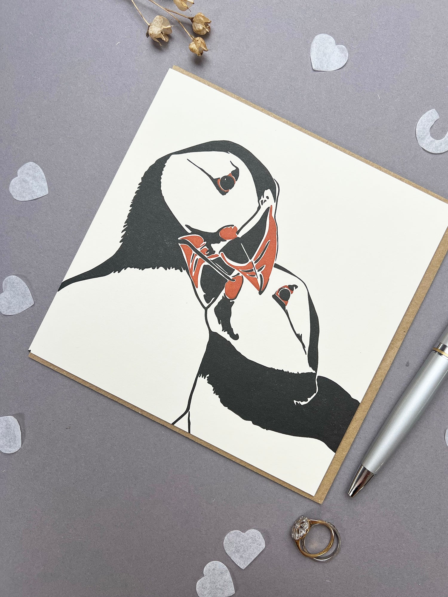 Puffin Nuzzle Letterpress Card