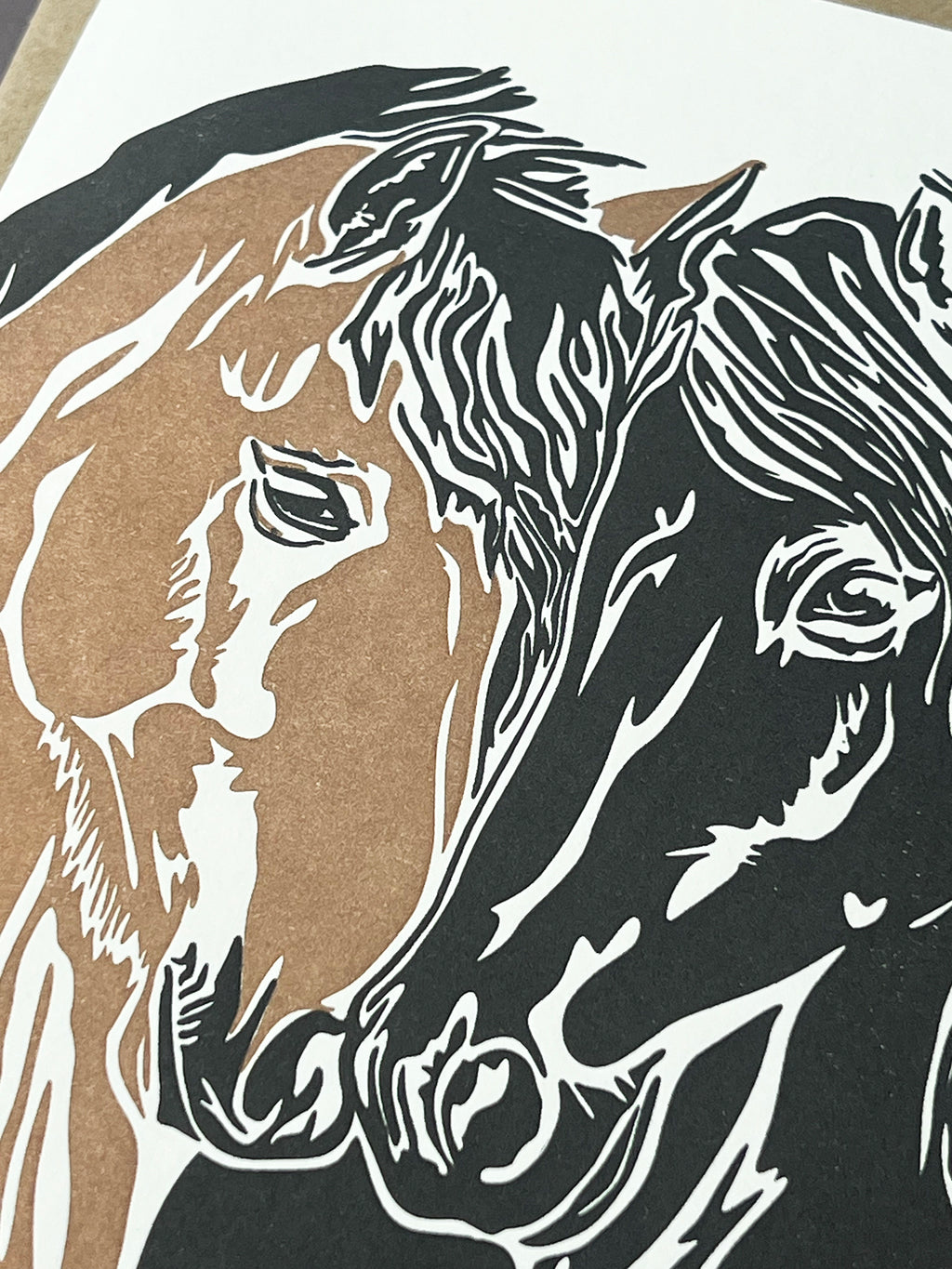 Horse Snuggles Letterpress Card