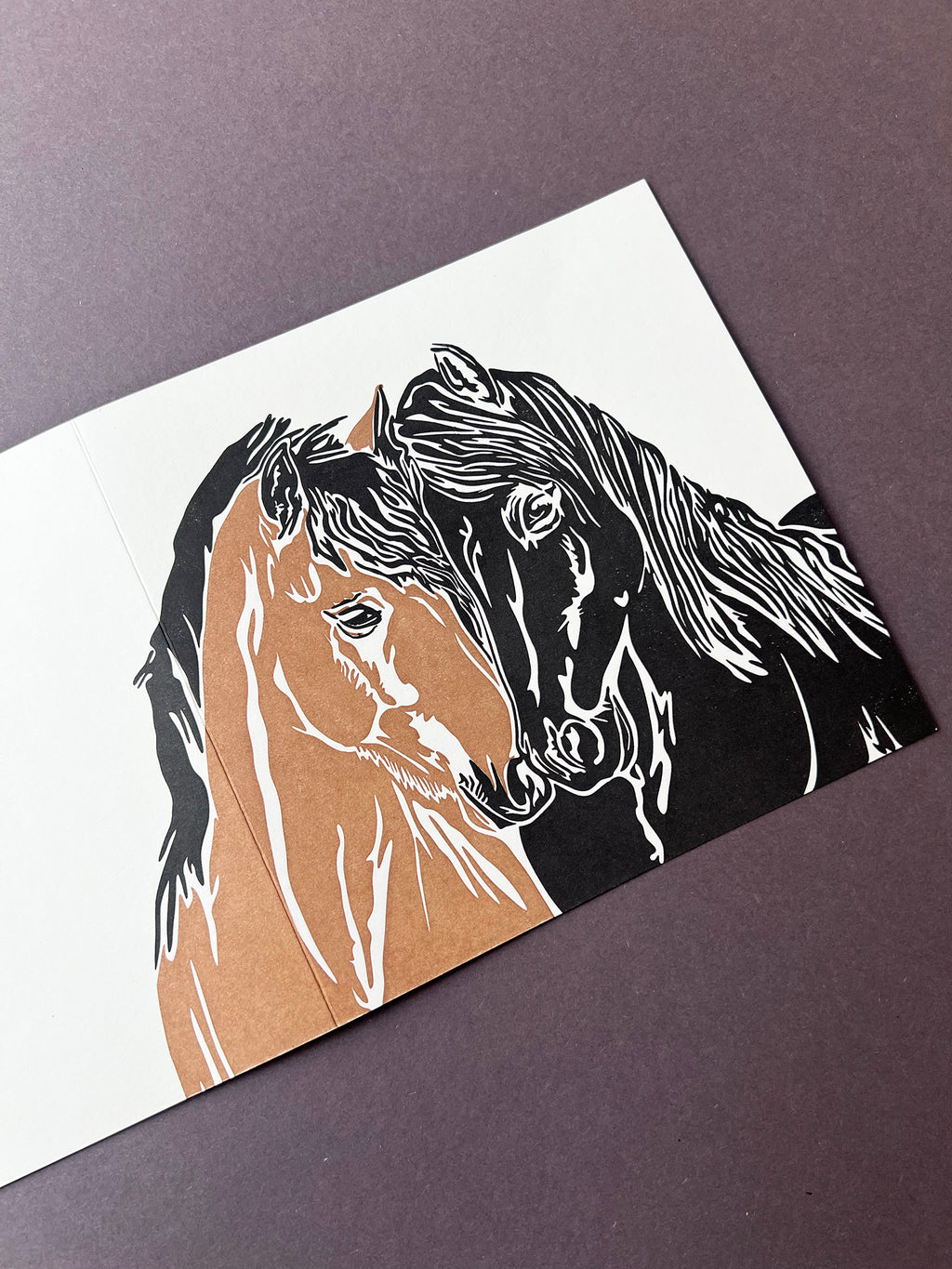 Horse Snuggles Letterpress Card