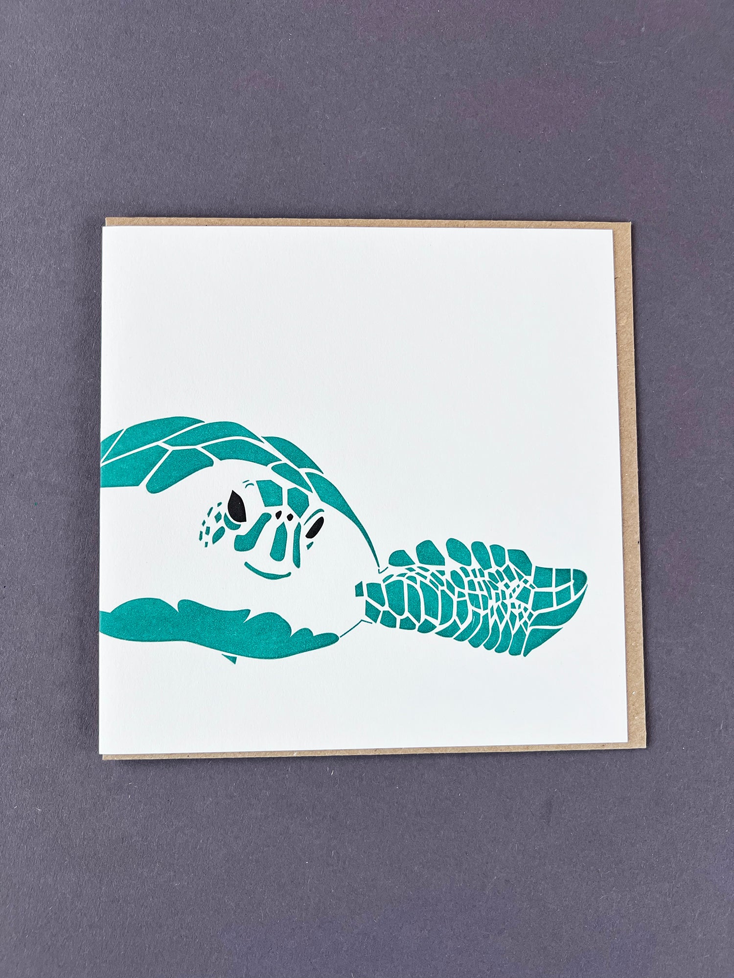 Green Turtle Letterpress Card