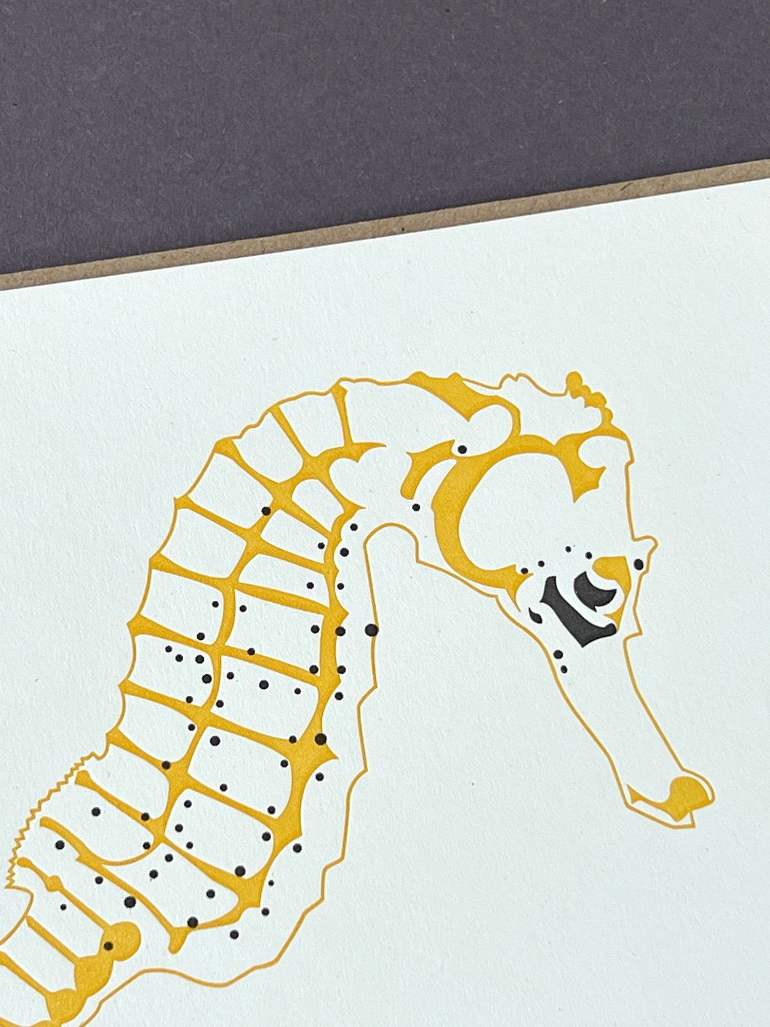 Yellow Seahorse Letterpress Card