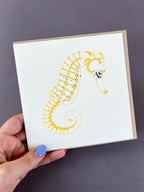 Yellow Seahorse Letterpress Card