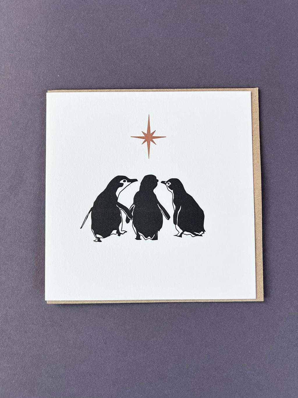 Three Wise Penguins Letterpress Card