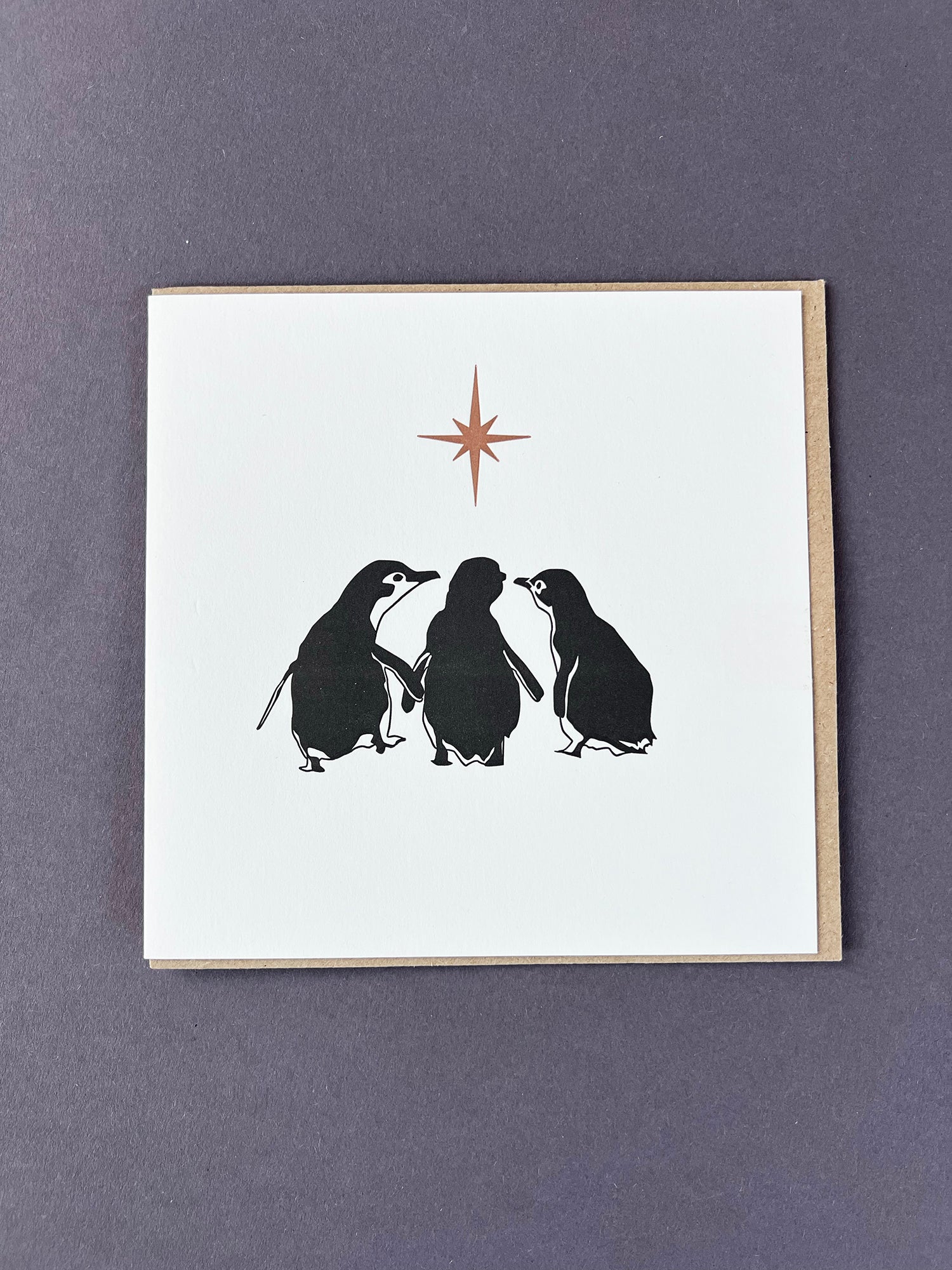 Three Wise Penguins Letterpress Card