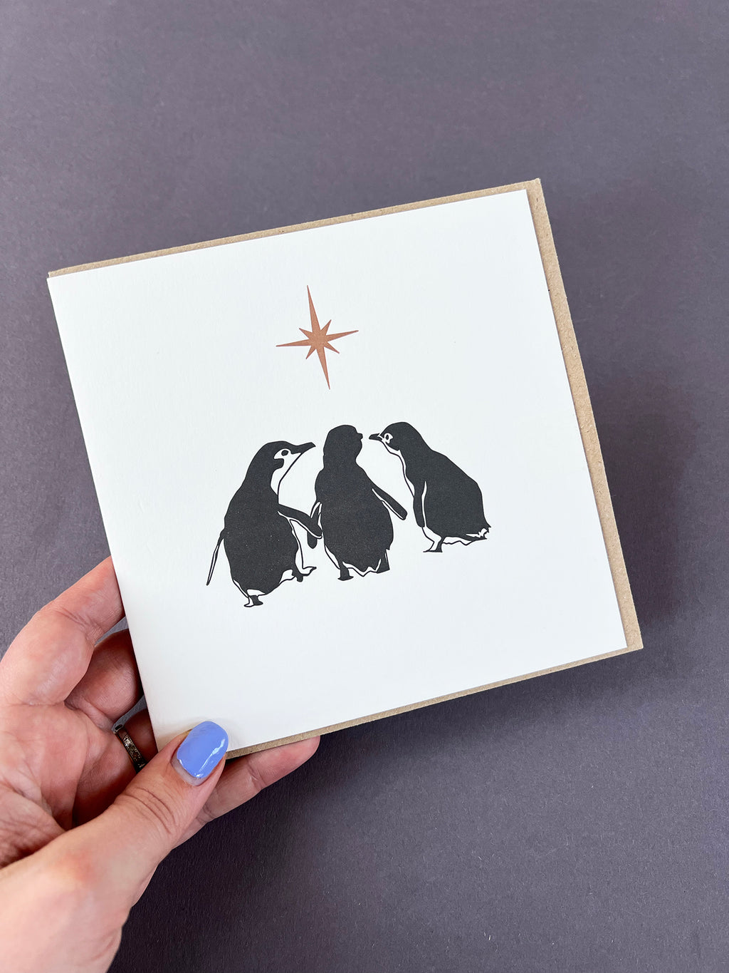 Three Wise Penguins Letterpress Card