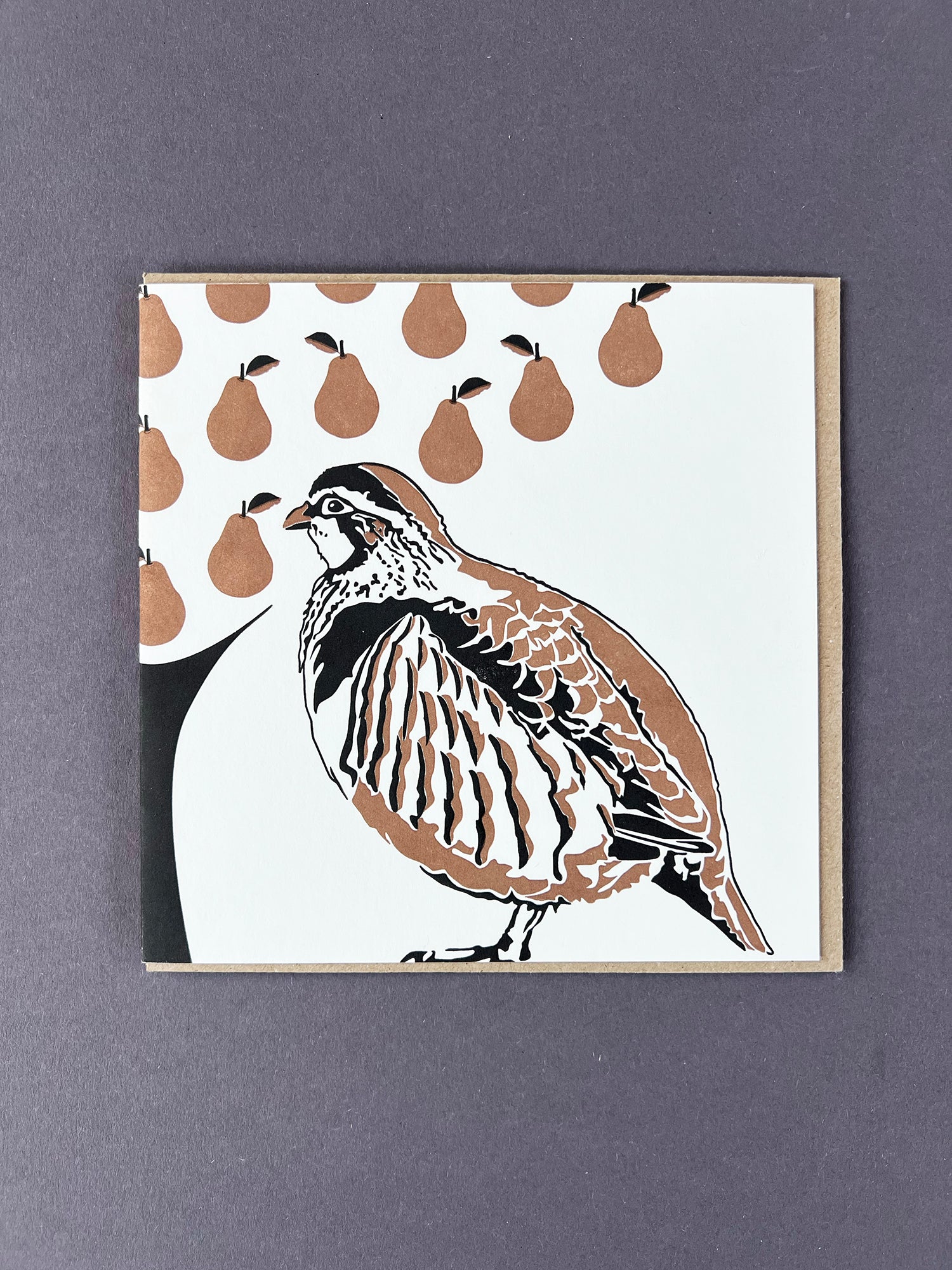 Partridge in a Pear Tree Letterpress Card