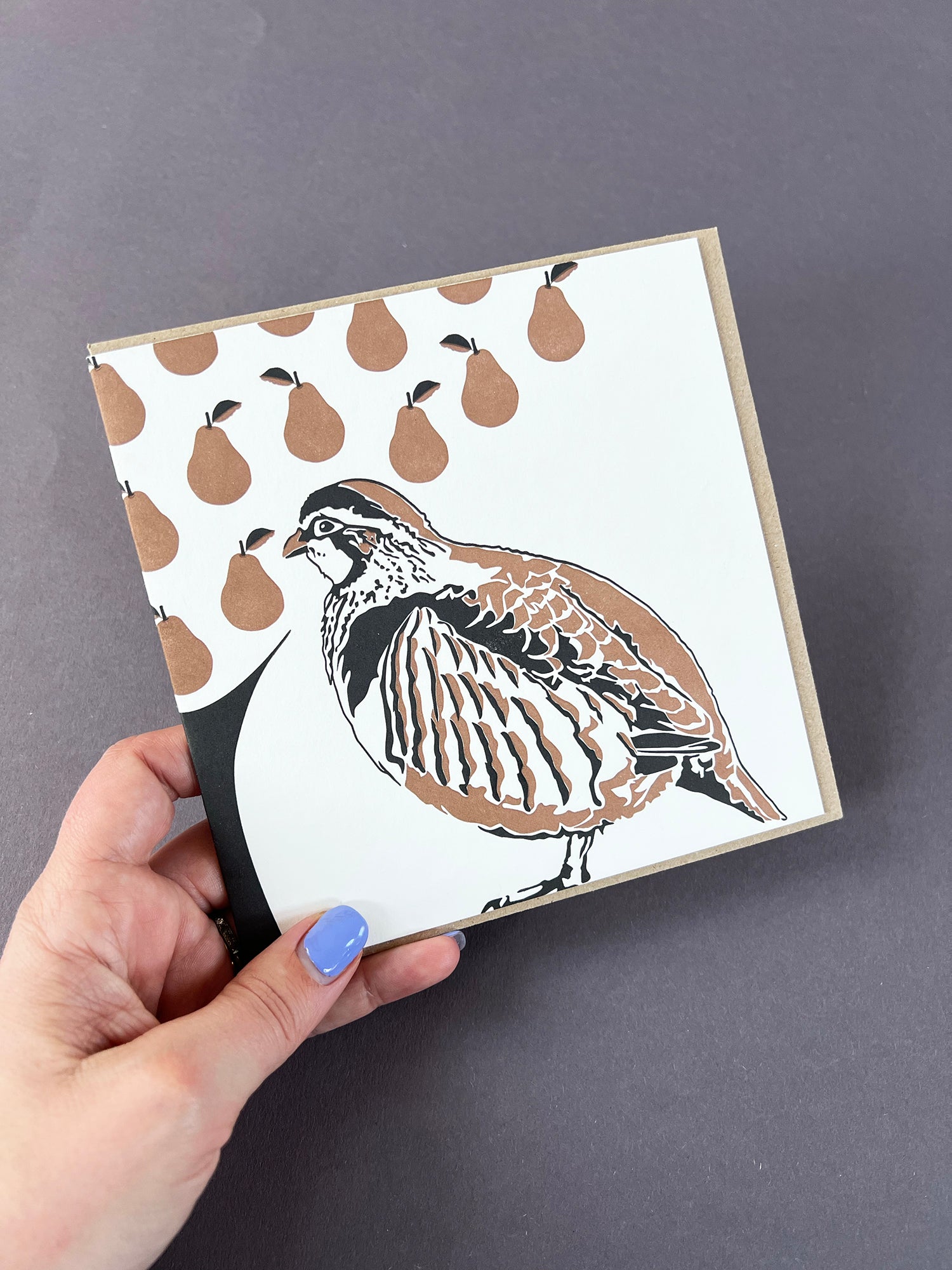Partridge in a Pear Tree Letterpress Card