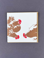 Three Hens Letterpress Card