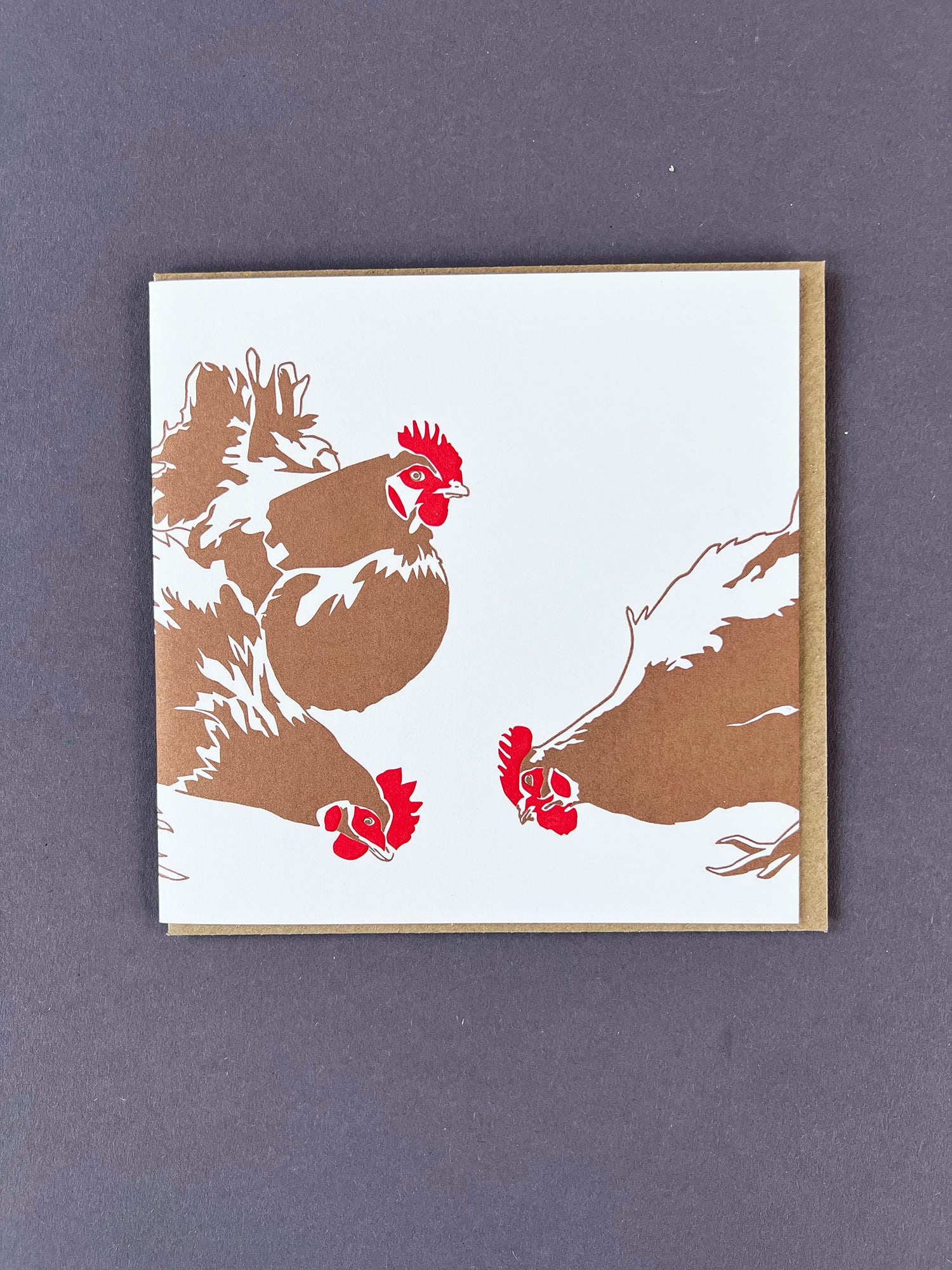 Three Hens Letterpress Card