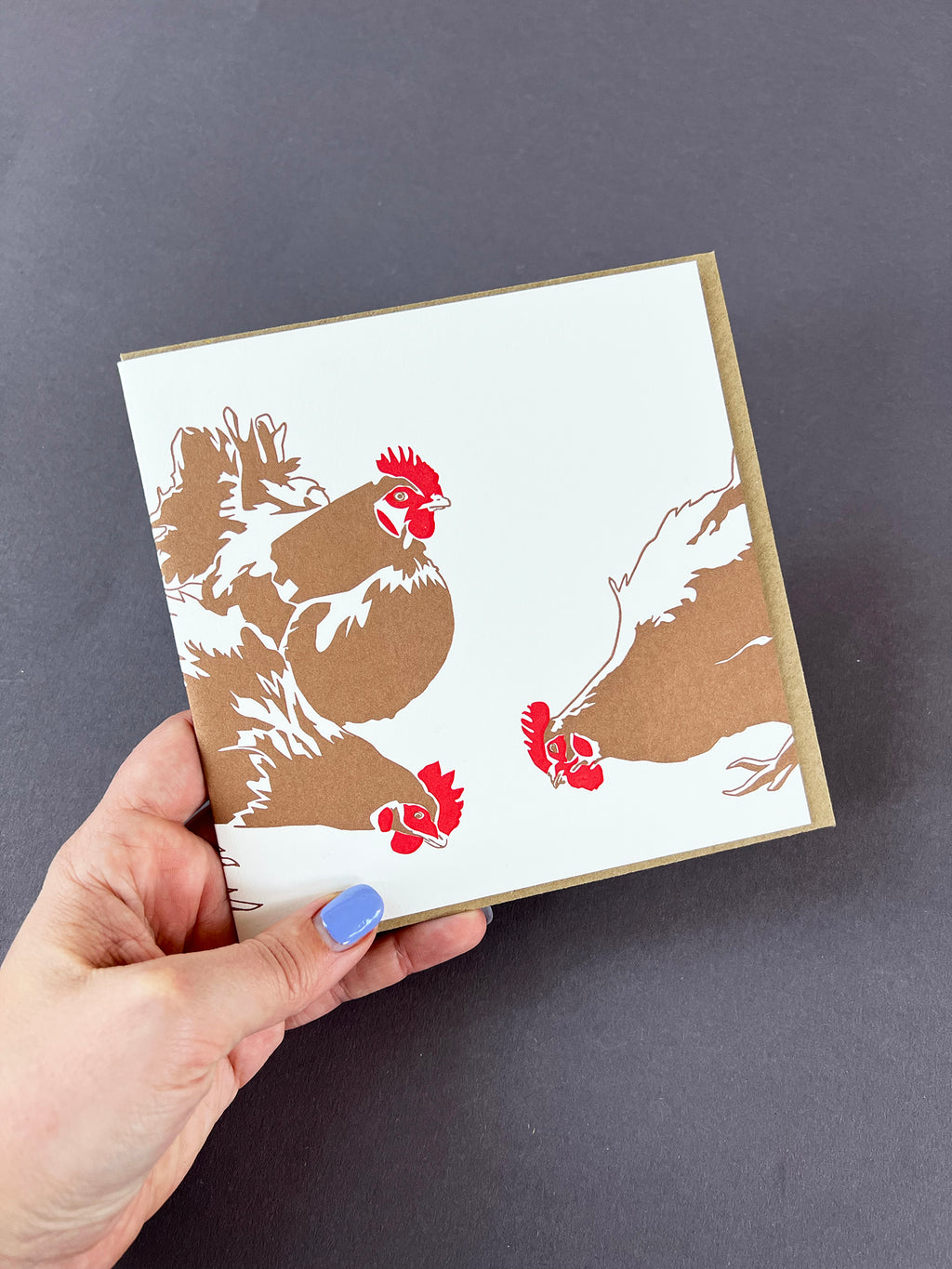 Three Hens Letterpress Card