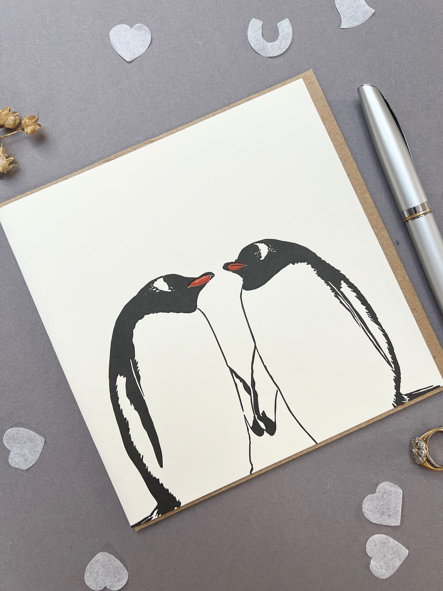 Gentoo Kiss Letterpress card