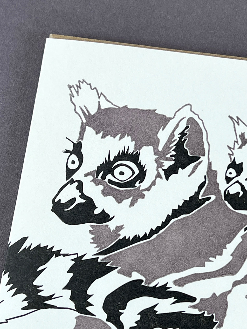 Lemur & Baby Letterpress Card