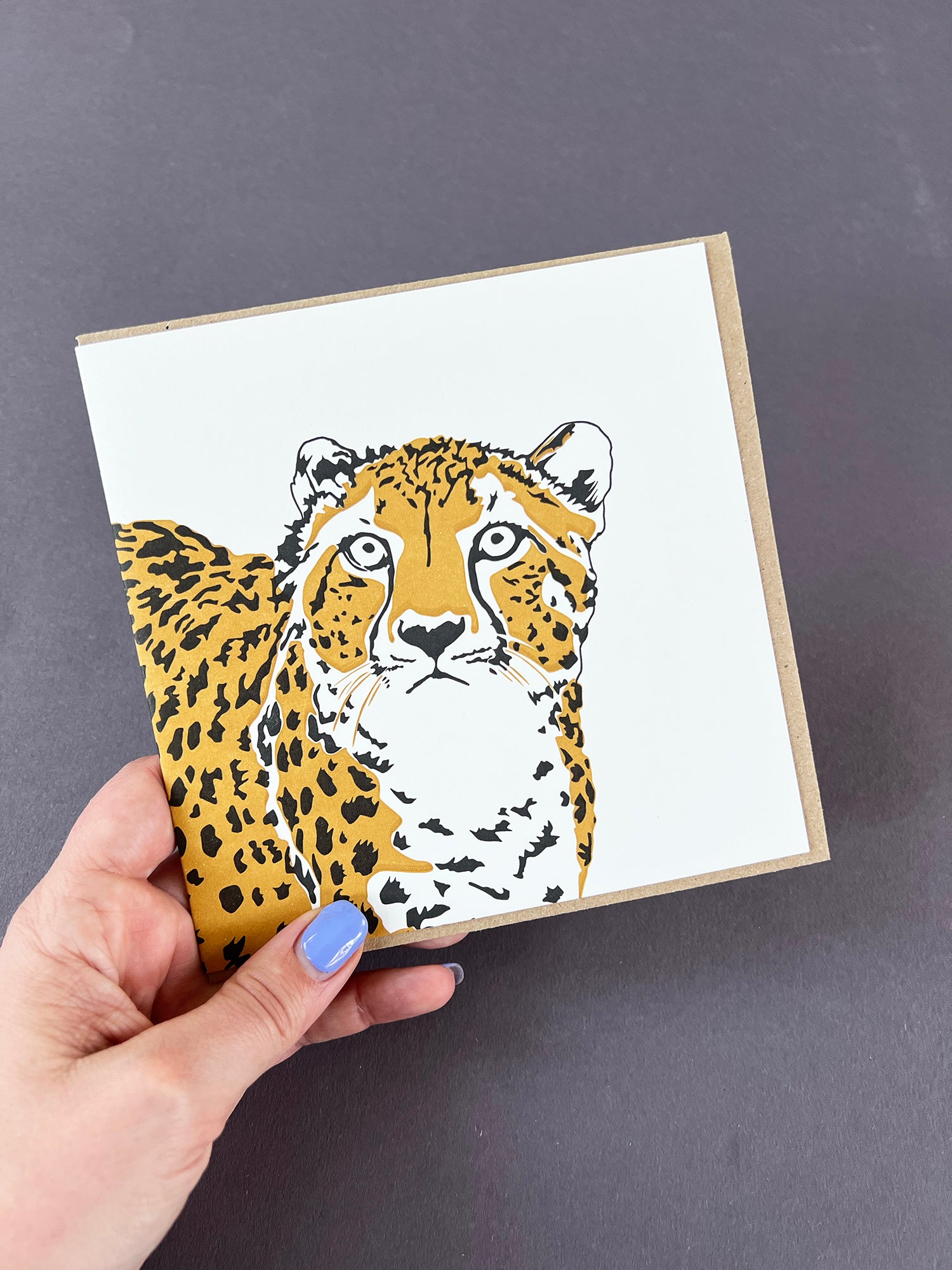 Cheetah Letterpress Card