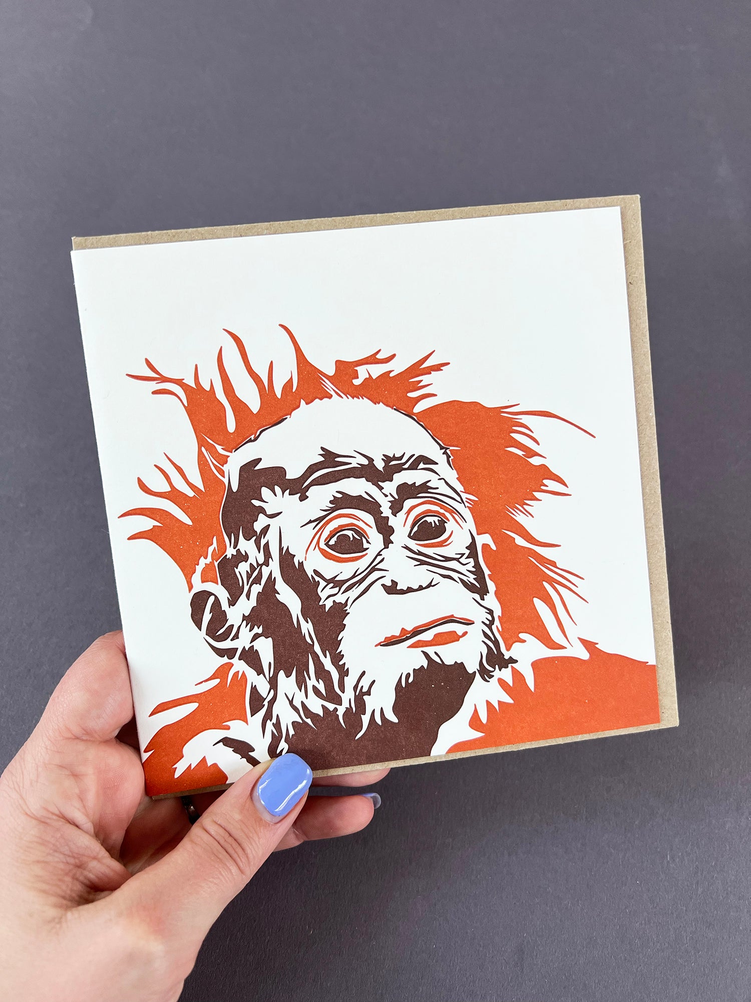 Orangutan Letterpress Card