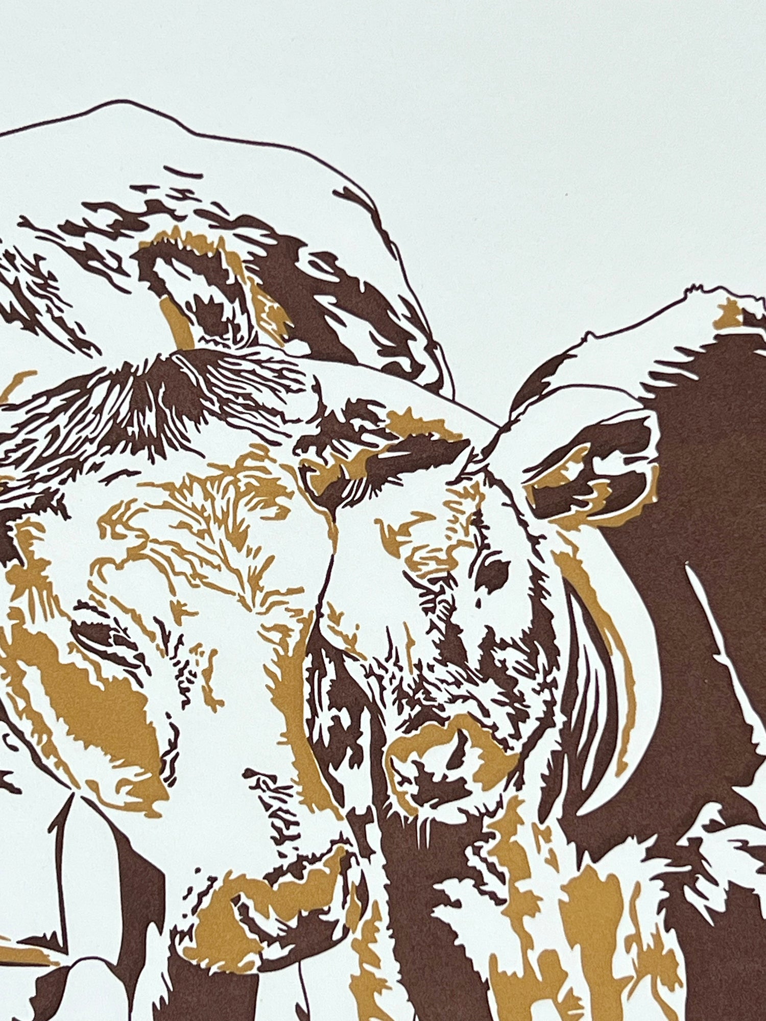 Longhorn and Baby Letterpress Card