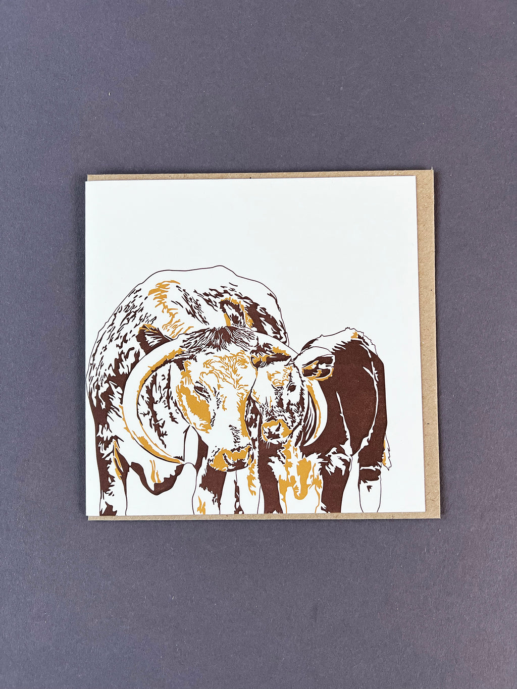 Longhorn and Baby Letterpress Card