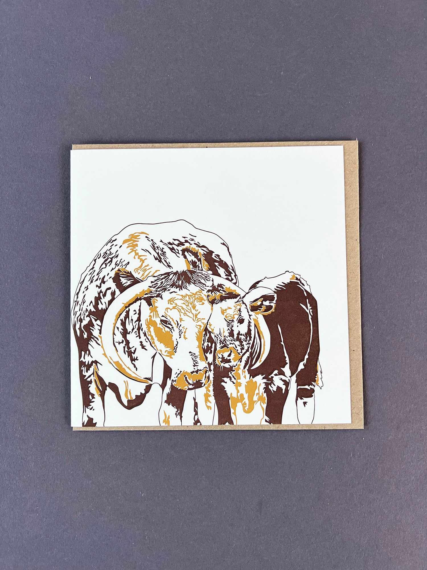 Longhorn and Baby Letterpress Card