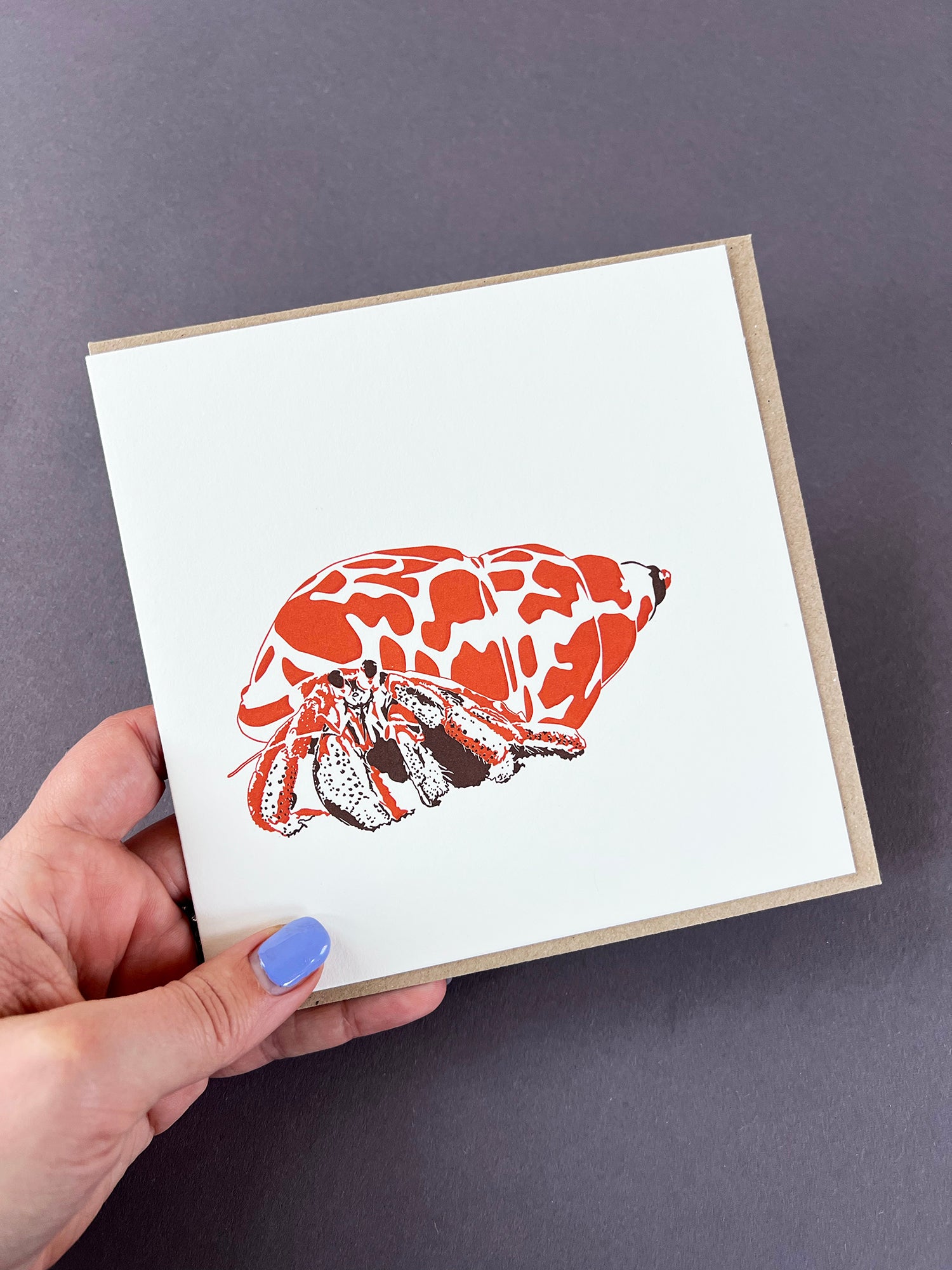 Hermit crab Letterpress Card