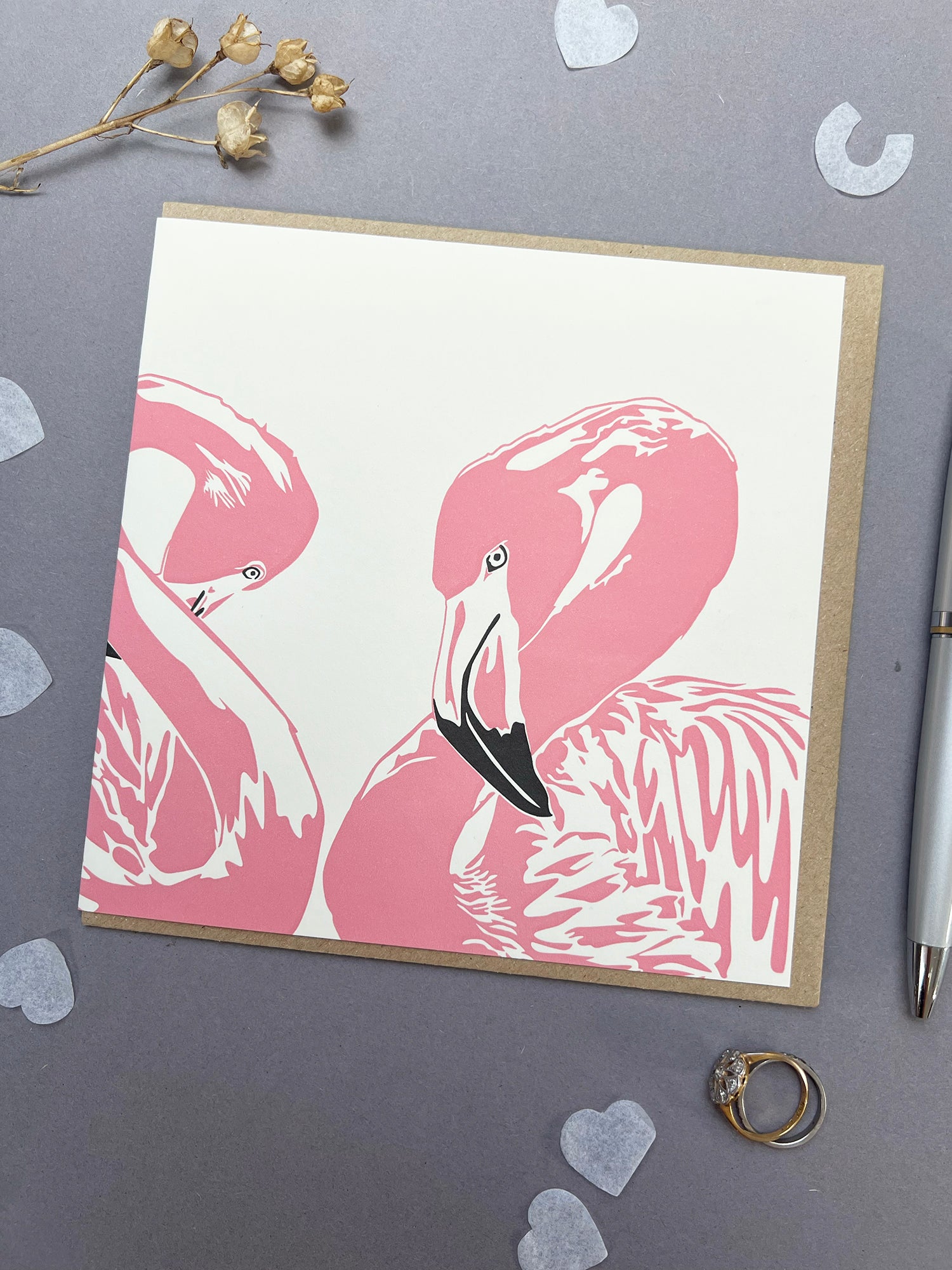 Flamingo Love Letterpress Card