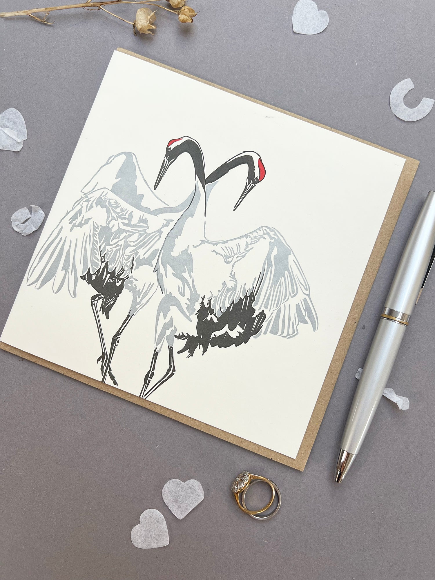 Red-crowned crane Letterpress Card