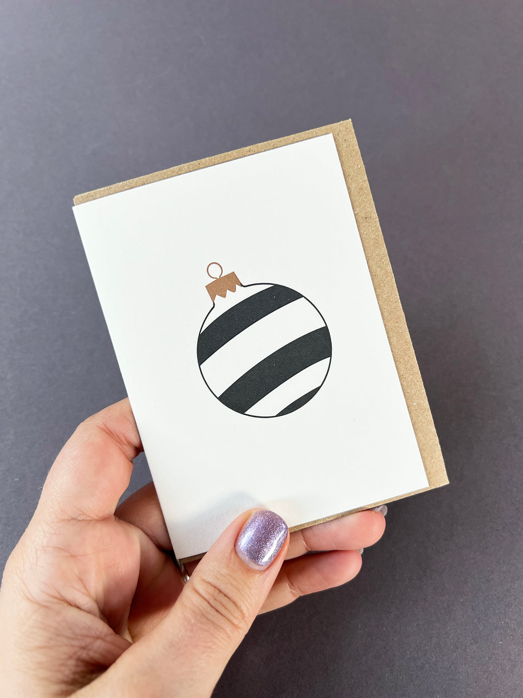 Three Stripe Bauble Black & Gold Card
