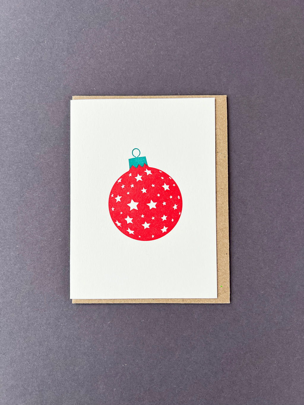 Stars Bauble Red & Green Card