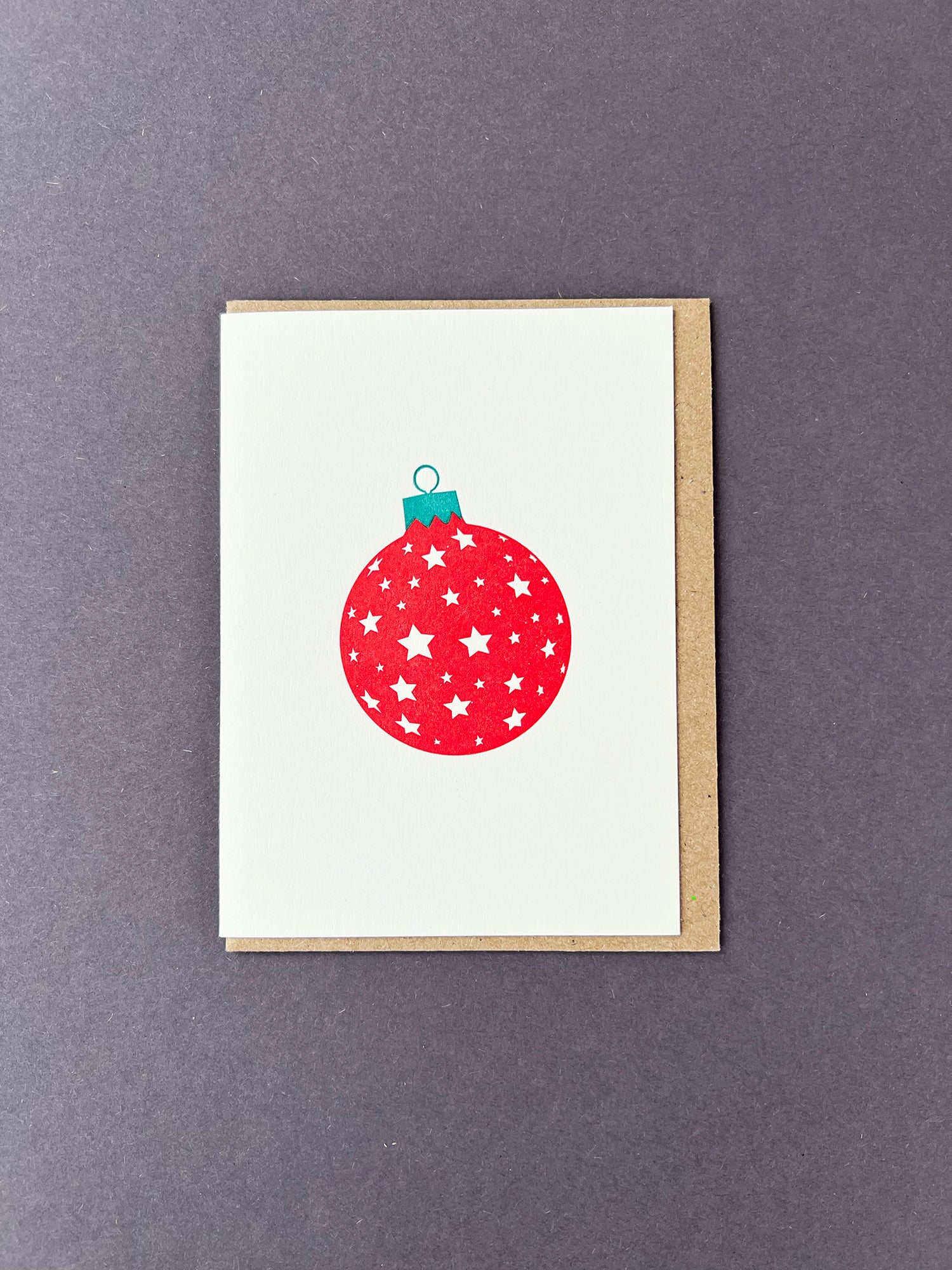 Stars Bauble Red & Green Card