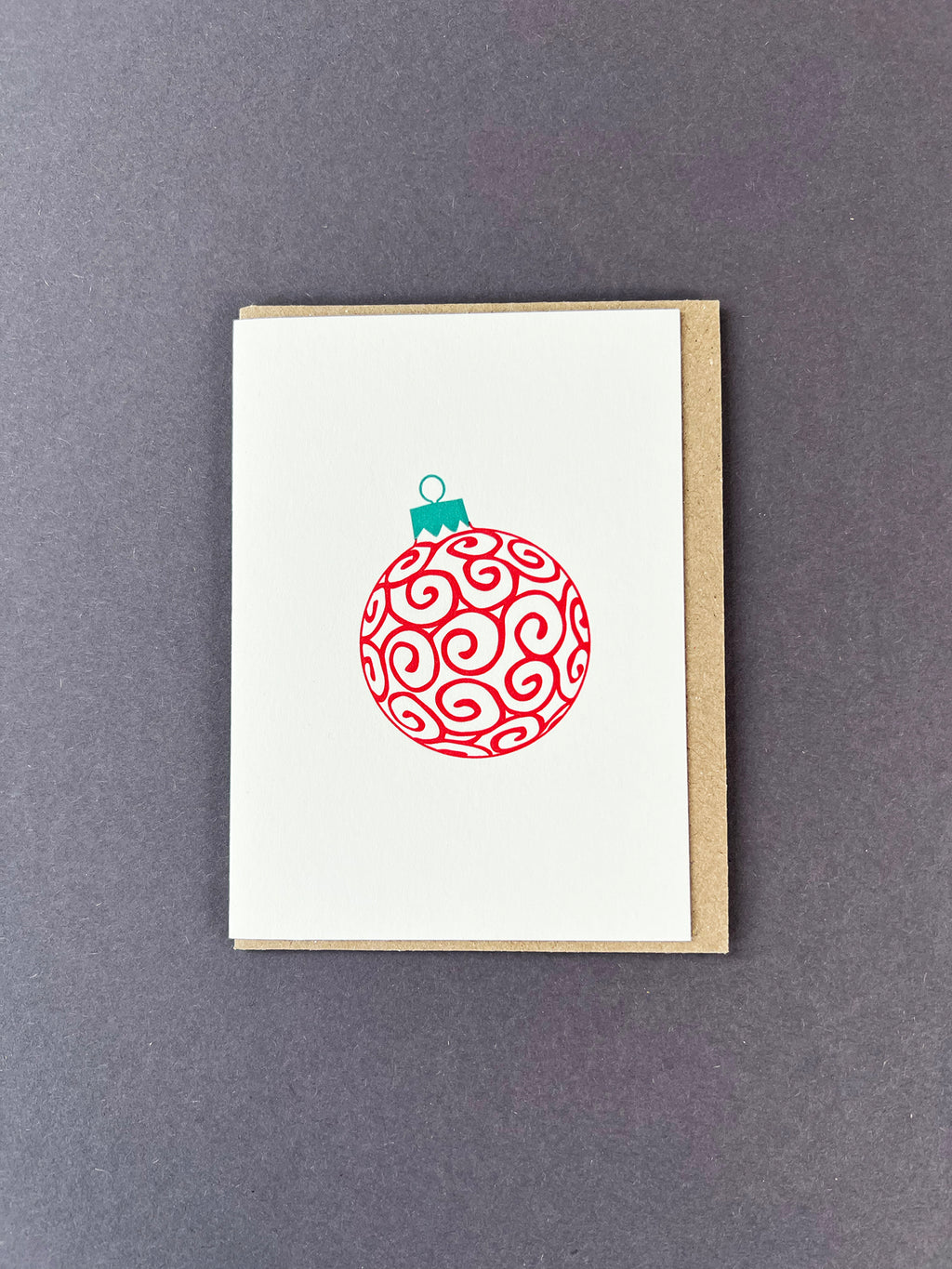 Swirls Bauble Red & Green Card