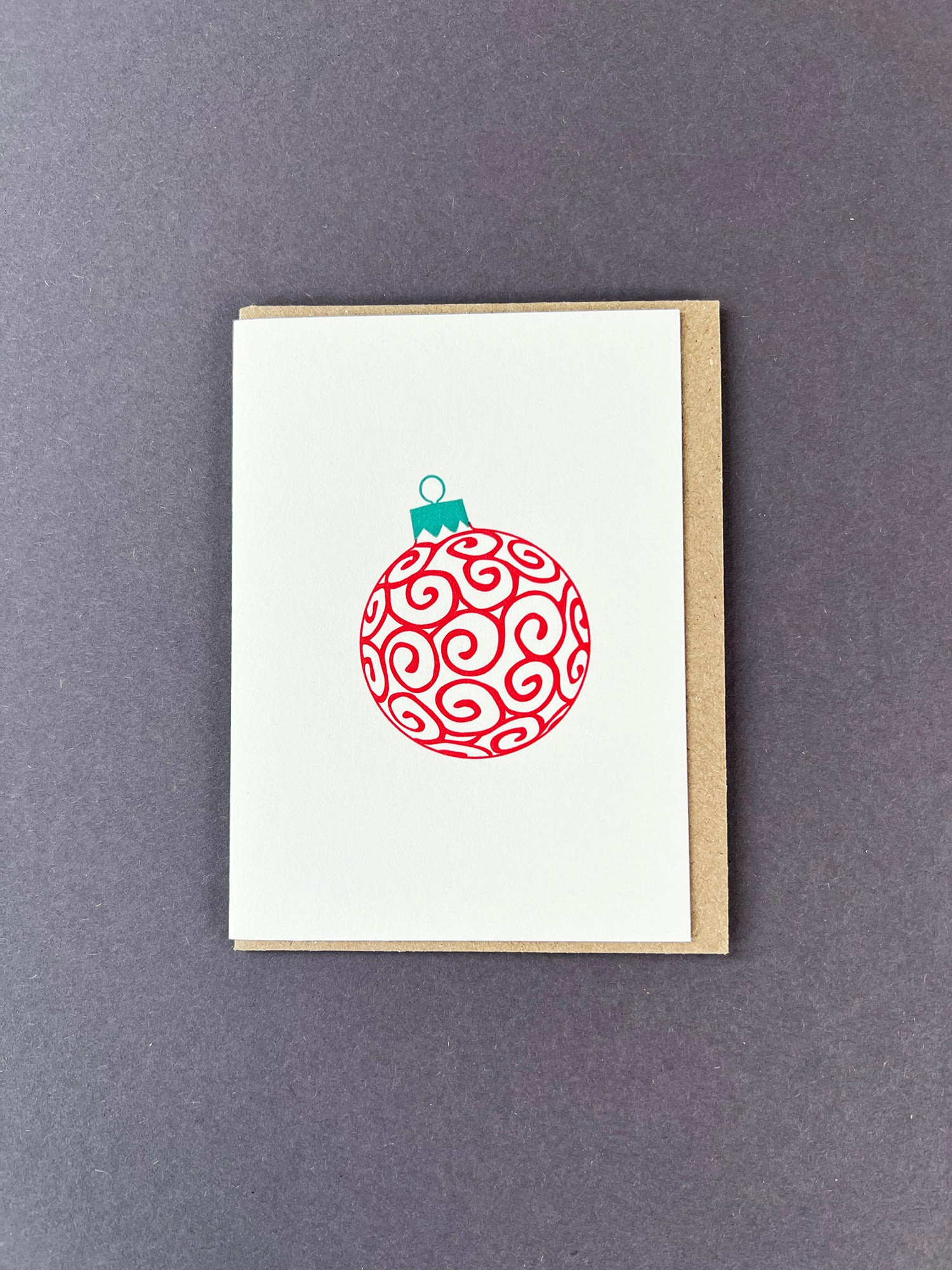 Swirls Bauble Red & Green Card