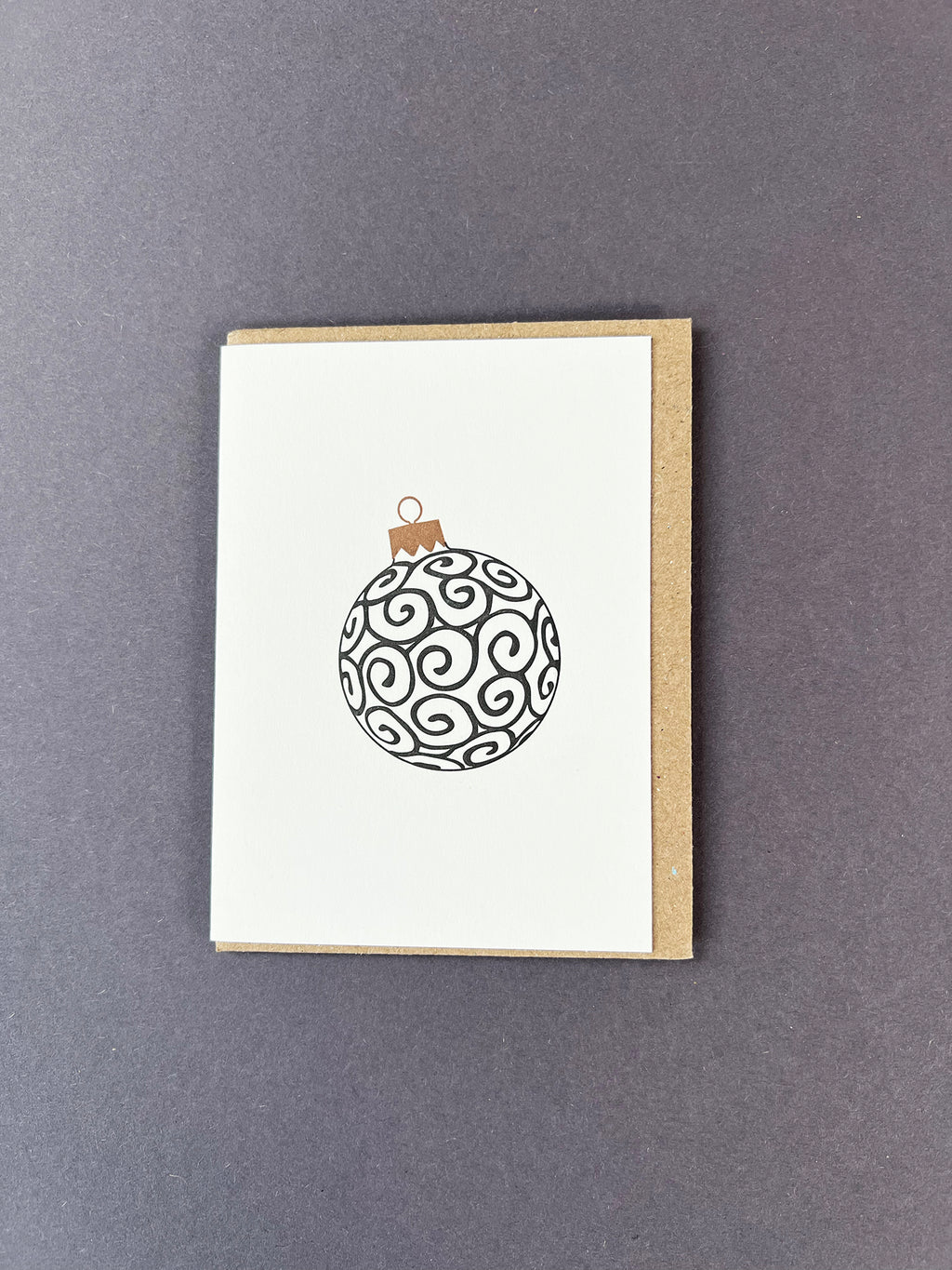 Swirls Bauble Black & Gold Card