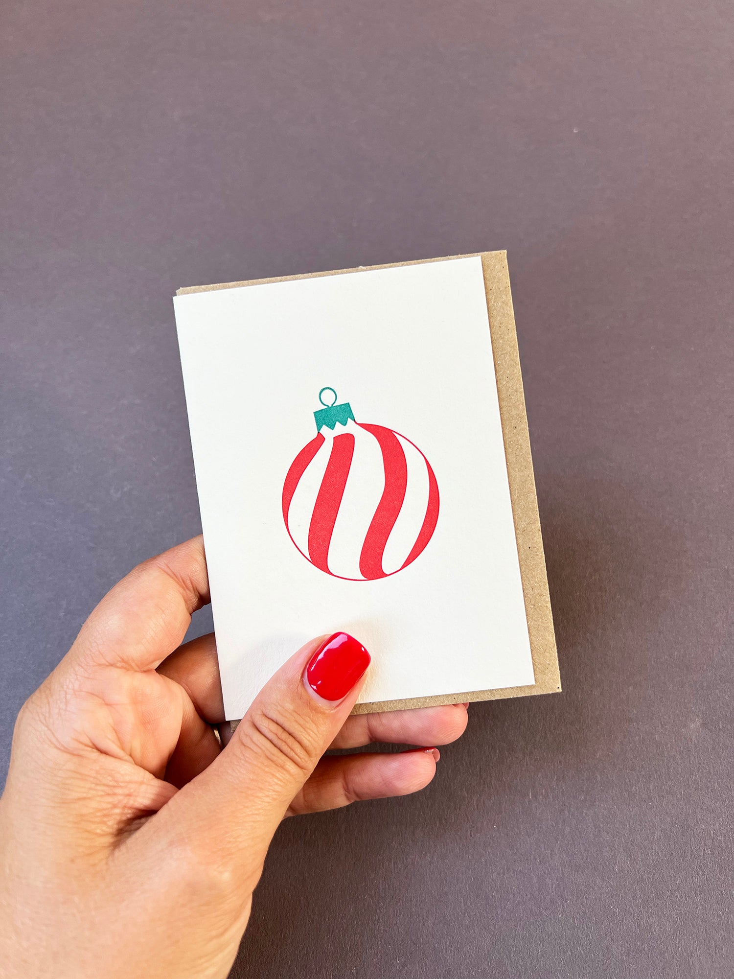 Spiral Bauble Red & Green Card