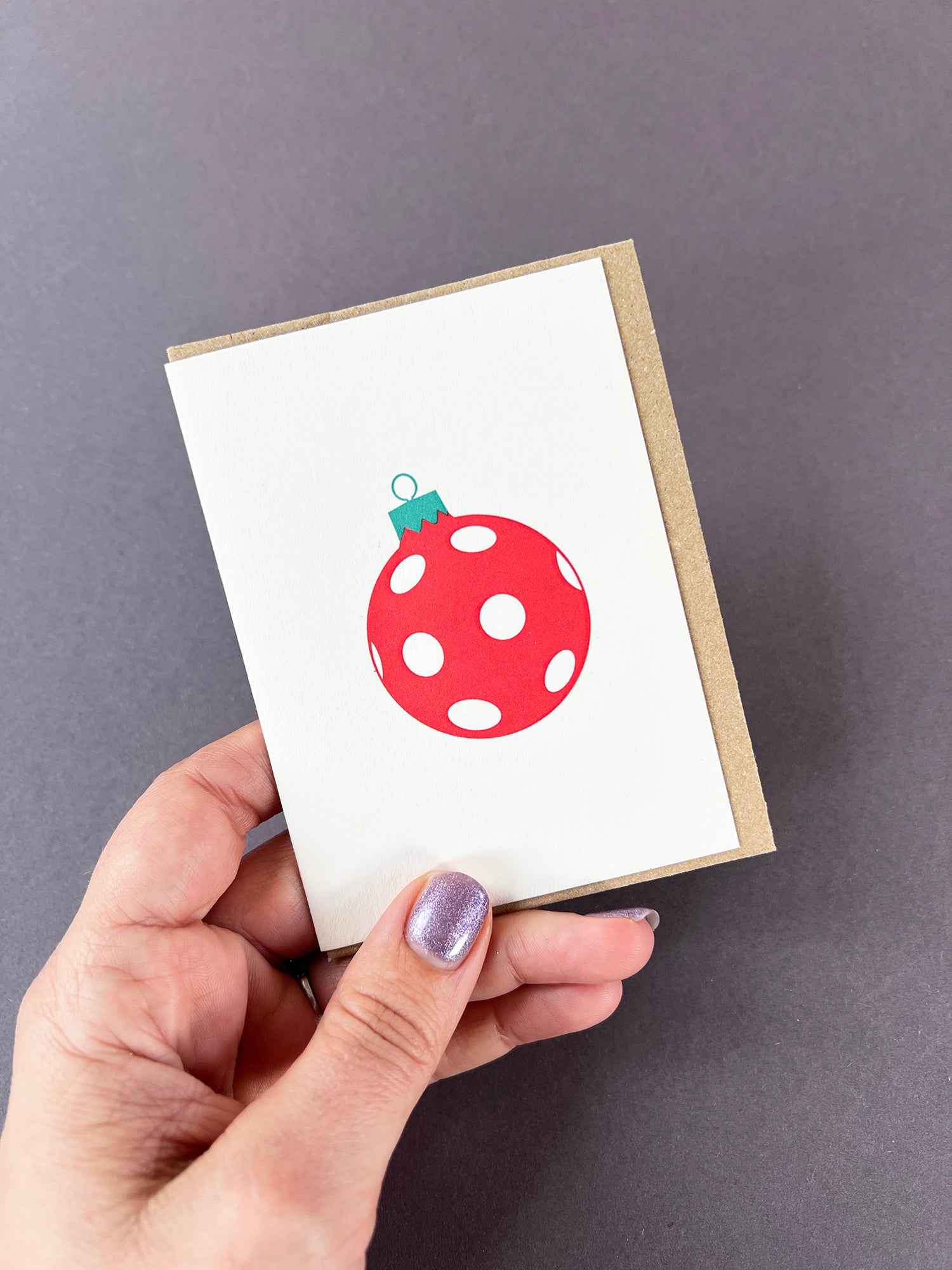 Spots Bauble Red & Green Card